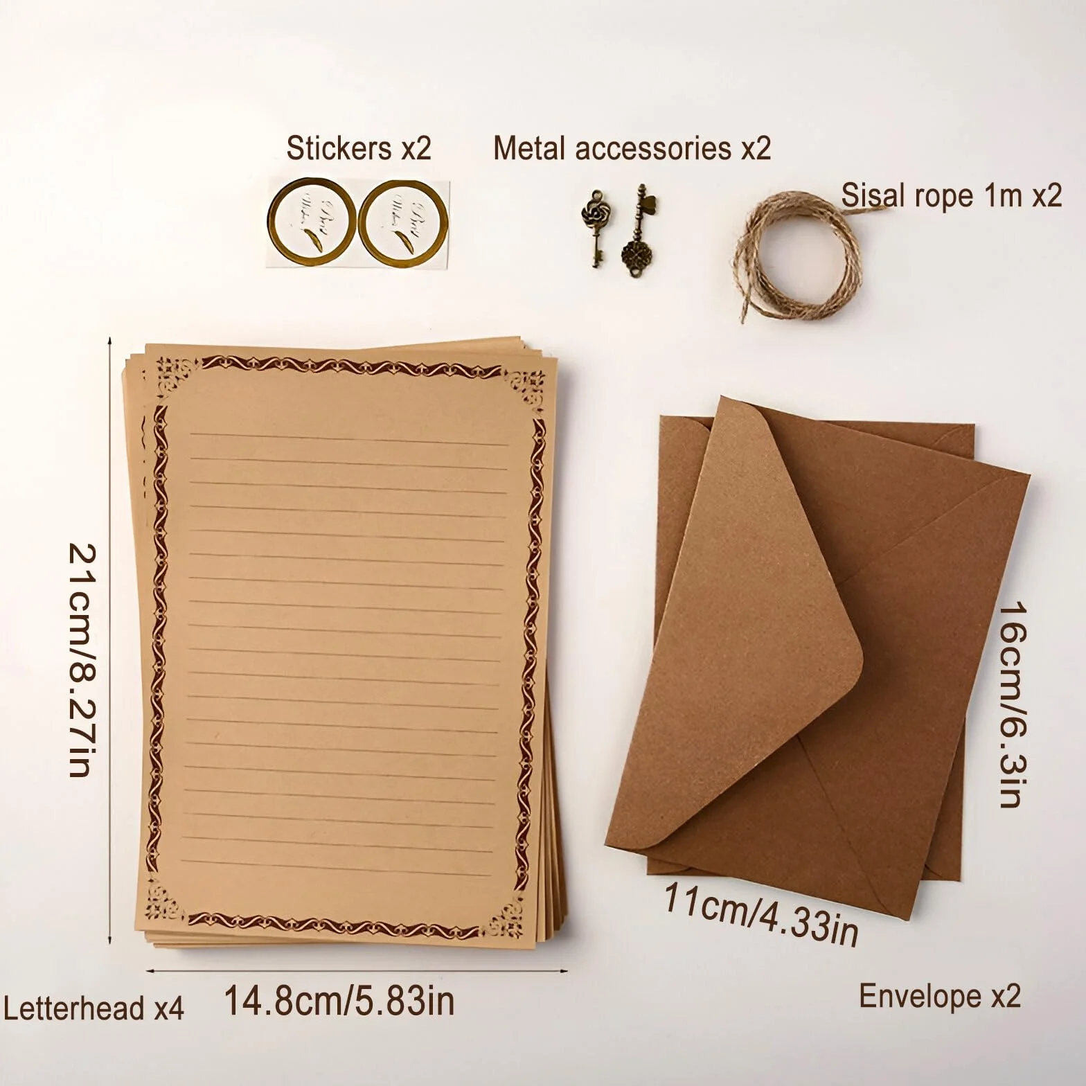 Papier à Lettres Vintage avec Enveloppes Set, Qixuer DIY pour Lettres