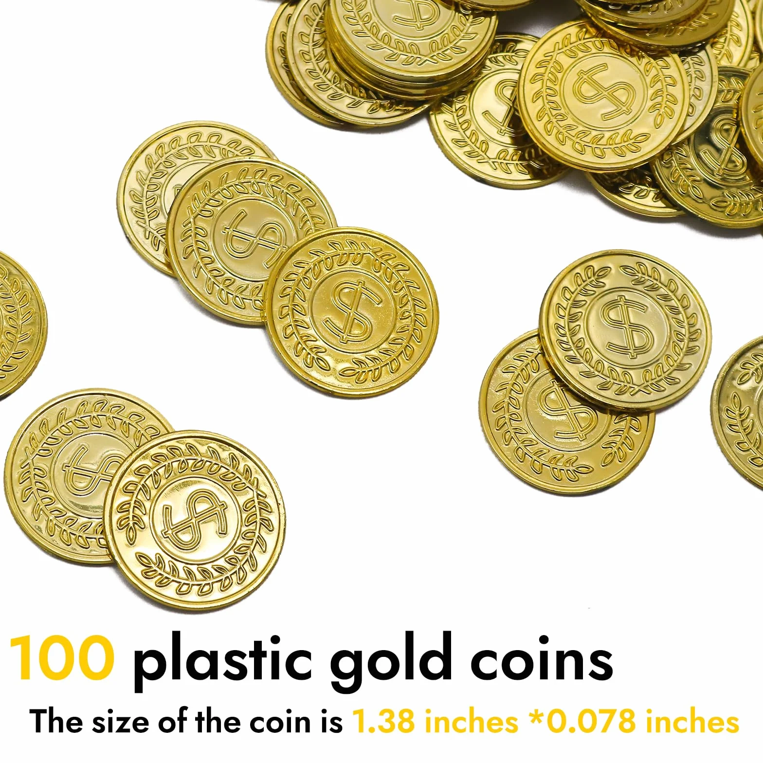 Pièces d'or en plastique jouets 100 pièces pour chasses au trésor et cadeaux de fête