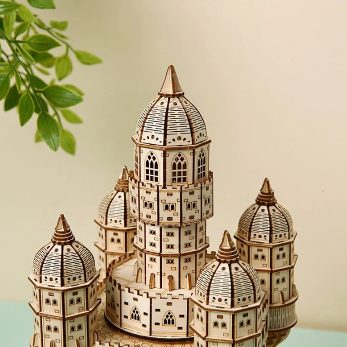 Puzzle en bois 3D Château dans le ciel sans colle - Pour adultes - Kit de construction en bois avec lumières LED - Puzzle éducatif créatif et cérébral - Décoration de la maison - Cadeau d'anniversaire