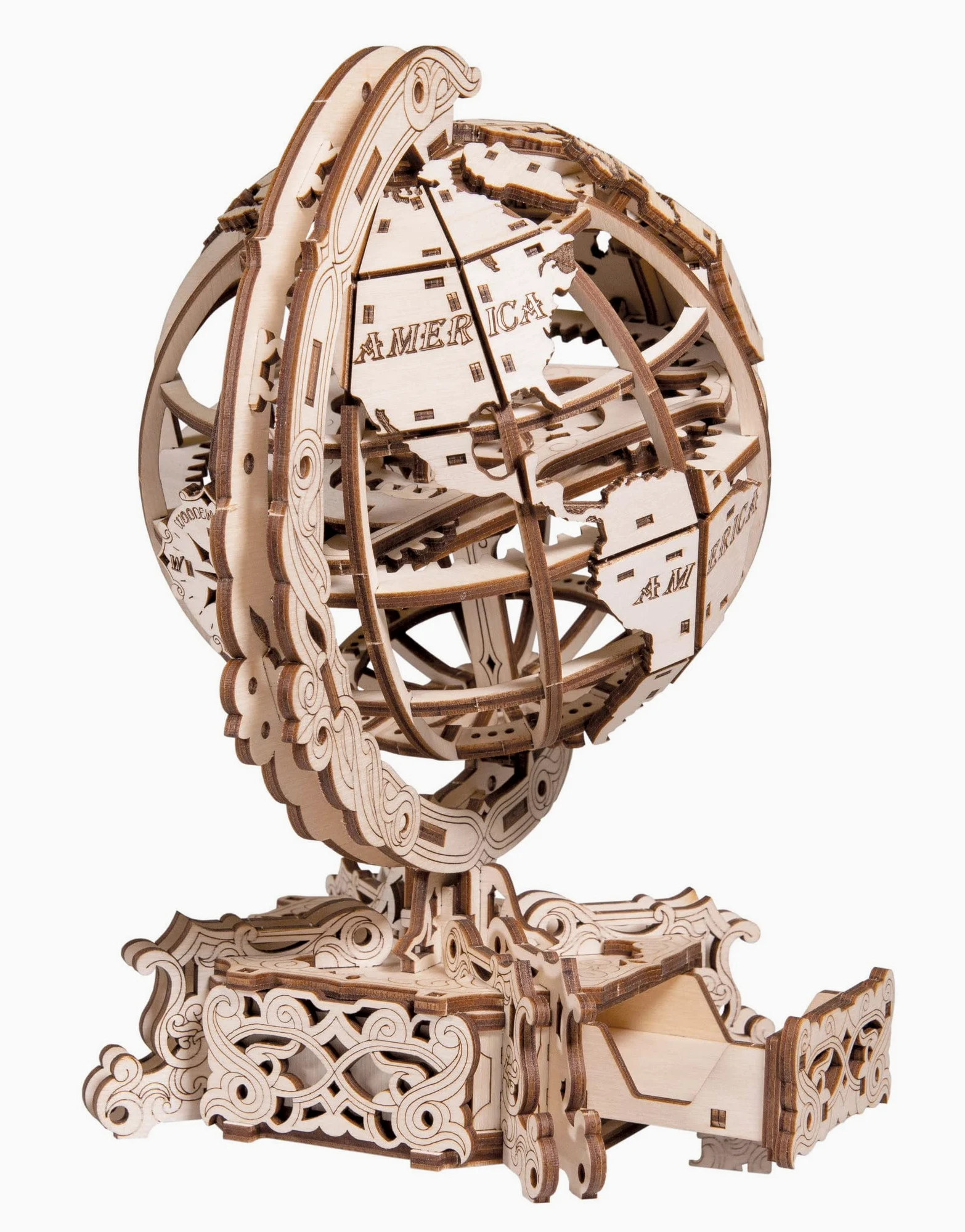 WOODEN.CITY Puzzle 3D Adulte, Maquette en Bois à Construire, Globe Terrestre, Casse tête, Puzzles en Bois, Construction Adulte, Cadeau pour Homme, Mari, Partenaire, Collègue