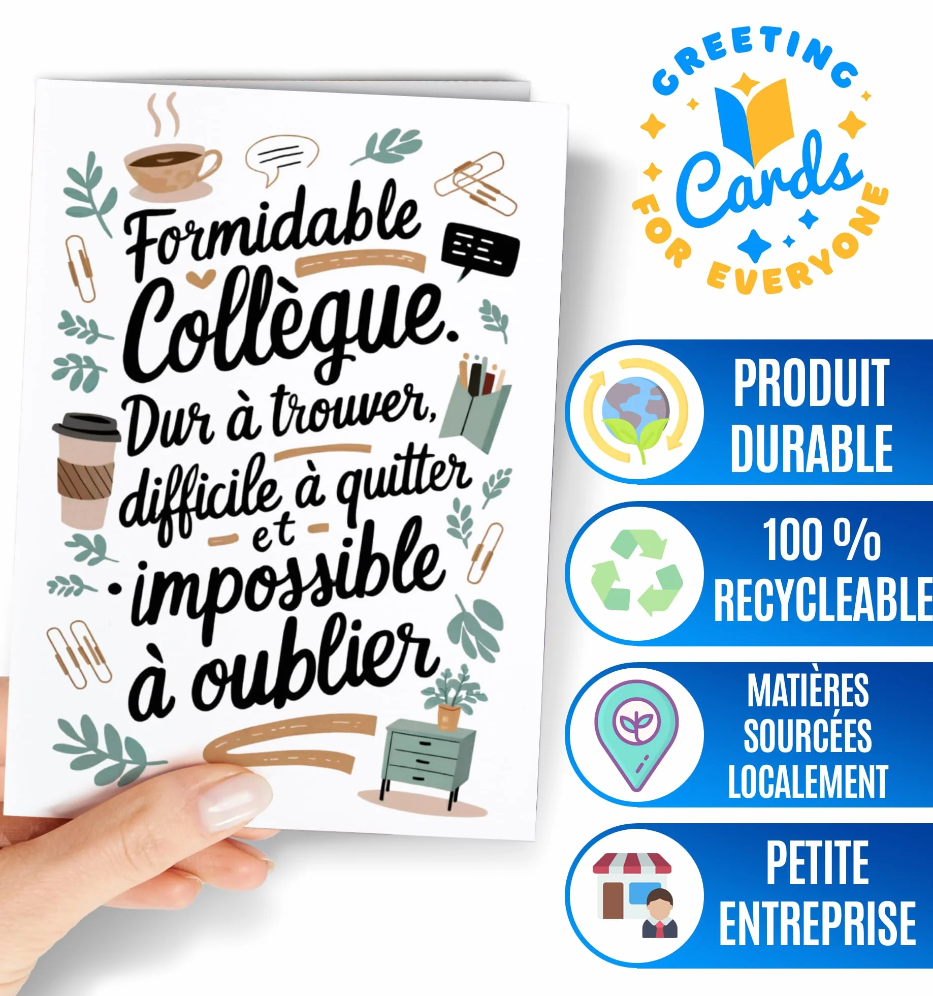 Carte d'Adieu Collègue - Départ Nouvel Emploi - Au Revoir Ami - Bonne Chance