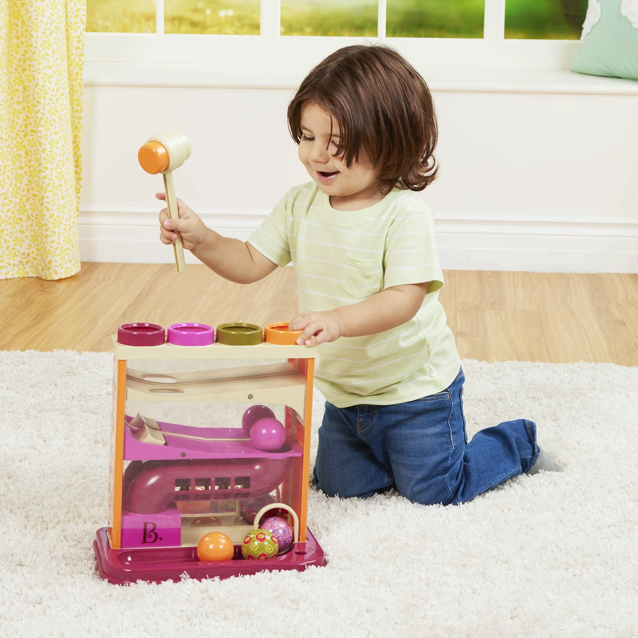 B. toys Whack-a-Ball Jouet à marteler éducatif 4 balles colorées 1 marteau 12 Mois+