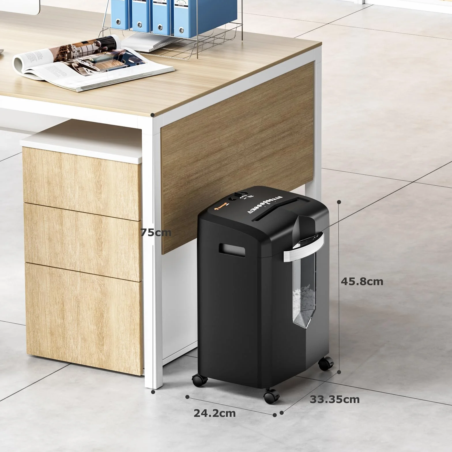 Bonsaii Destructeur de Documents 12 Feuilles Micro-Cut 60 Minutes 16 Litres C266-B