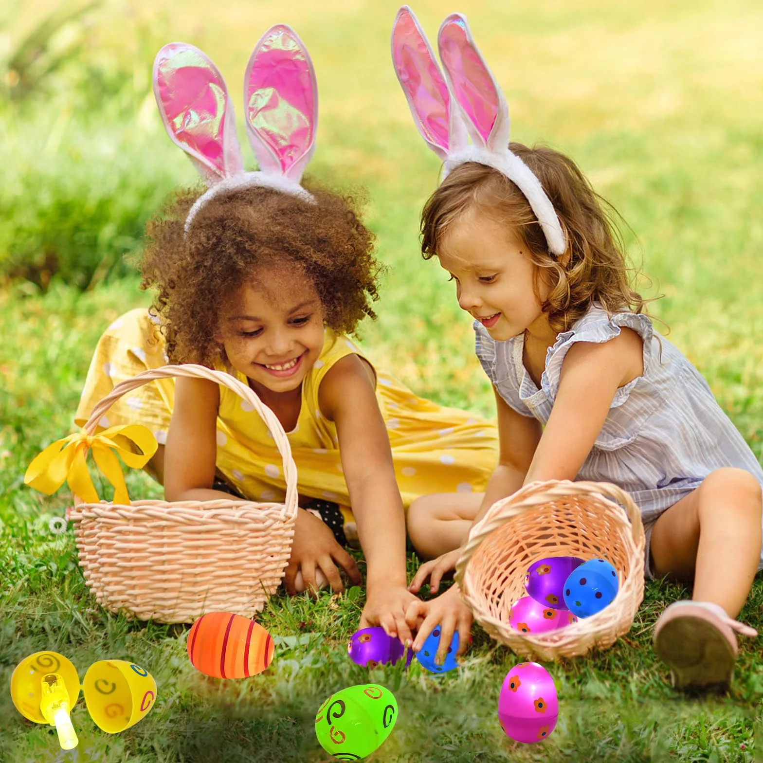 Œufs de Pâques lumineux pour enfants - Lot de 6 avec lumière doigt, décoration Pâques plastique