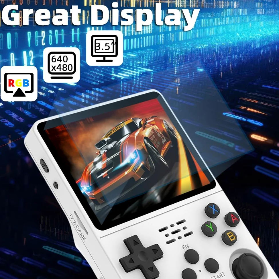 R36S-Console de jeu portable 3,5" 640 x 480 IPS 3200 mAh RK3326 Blanc