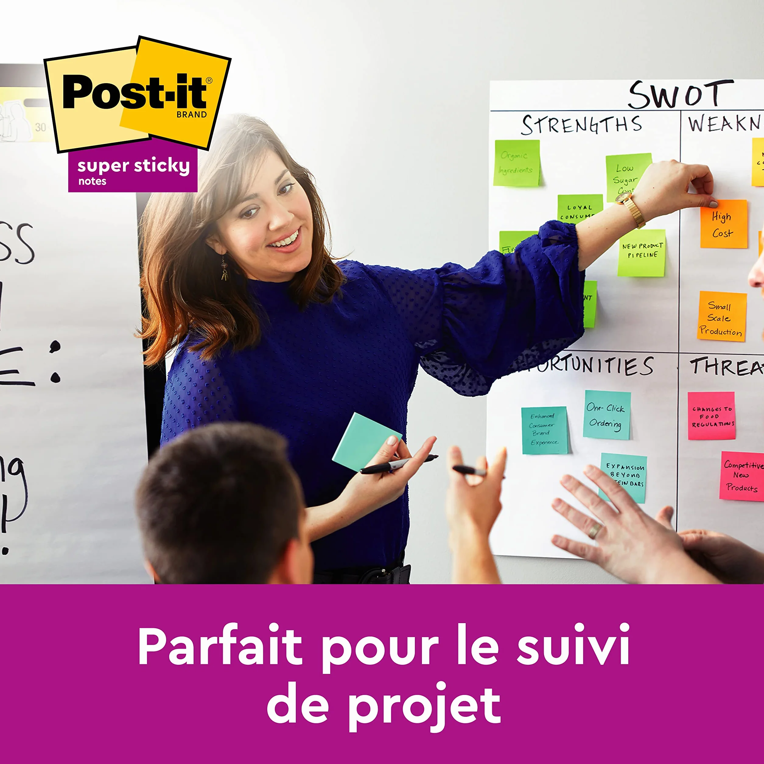 Post-it Z-Notes Autocollantes Super Sticky, 6 Blocs, 90 Feuilles, 76 mm x 76 mm