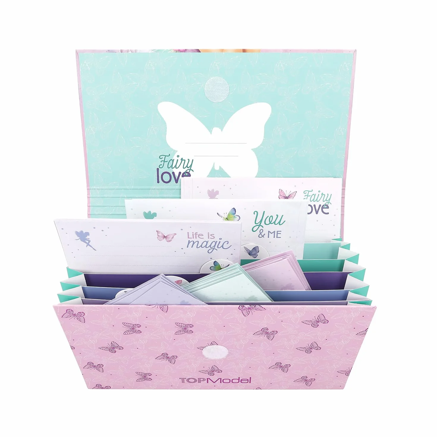 Depesche TOPModel Fairy Love Lot de papier à lettre violet motif papillons 24 feuilles 18 enveloppes