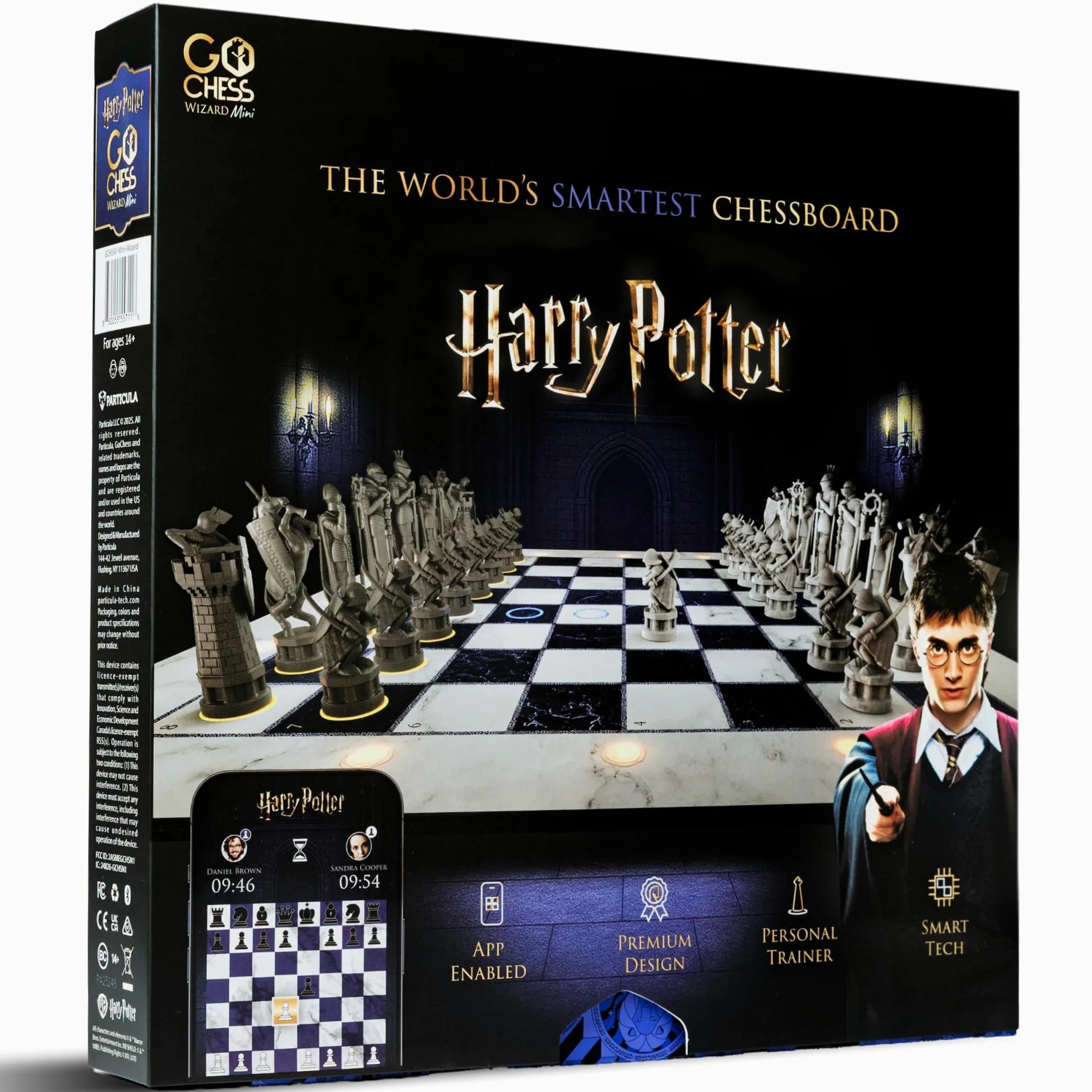 Jeu d'échecs électronique Harry Potter - GoChess Mini Wizard - Jeu d'échecs lumineux pour enfants et adultes - Tous niveaux de jeu avec application en ligne - Parfait pour les fans de Harry Potter