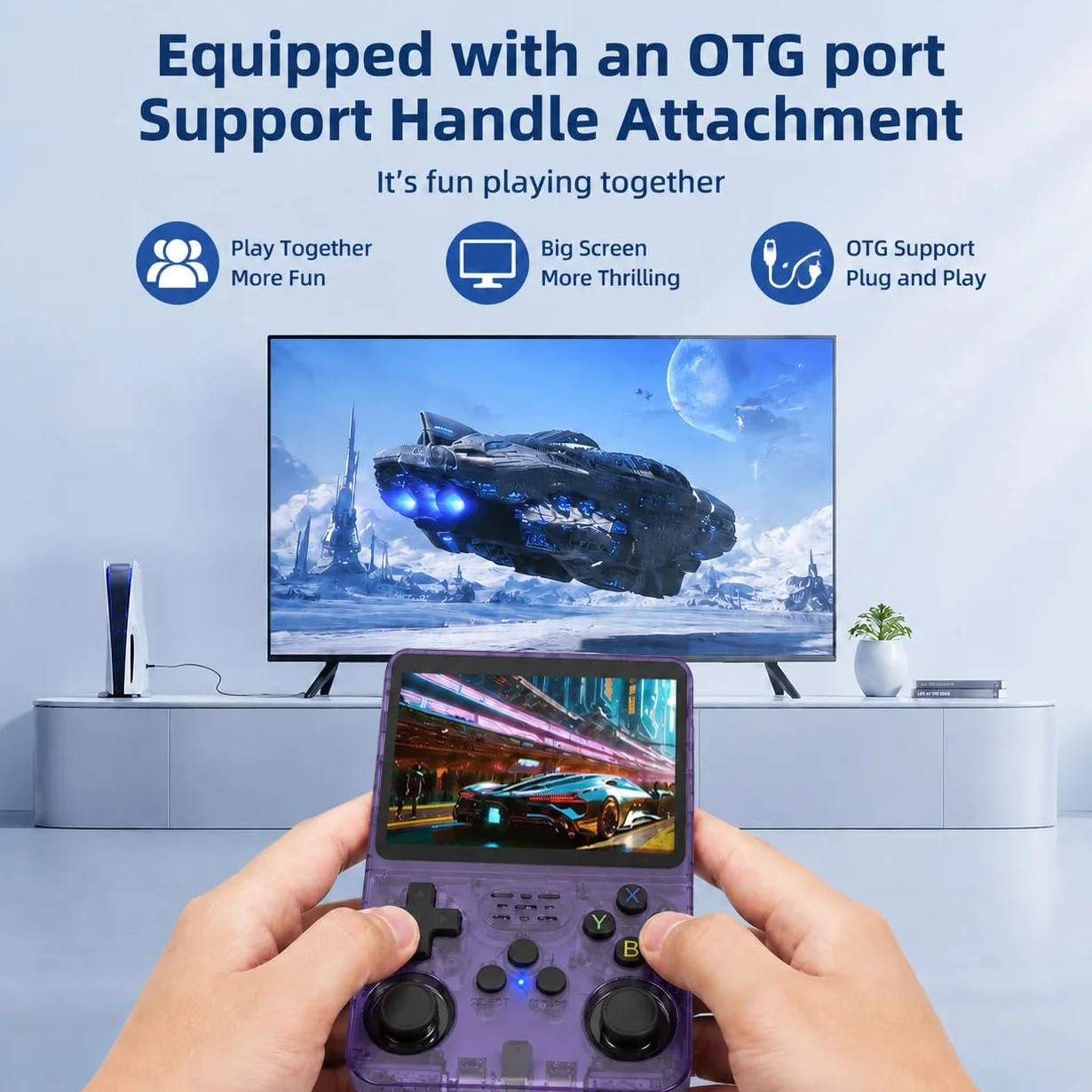 Whatsko Console de Jeux Portable Rétro 128 Go, Linux Open Source, Écran IPS 3,5 Pouces, Violet