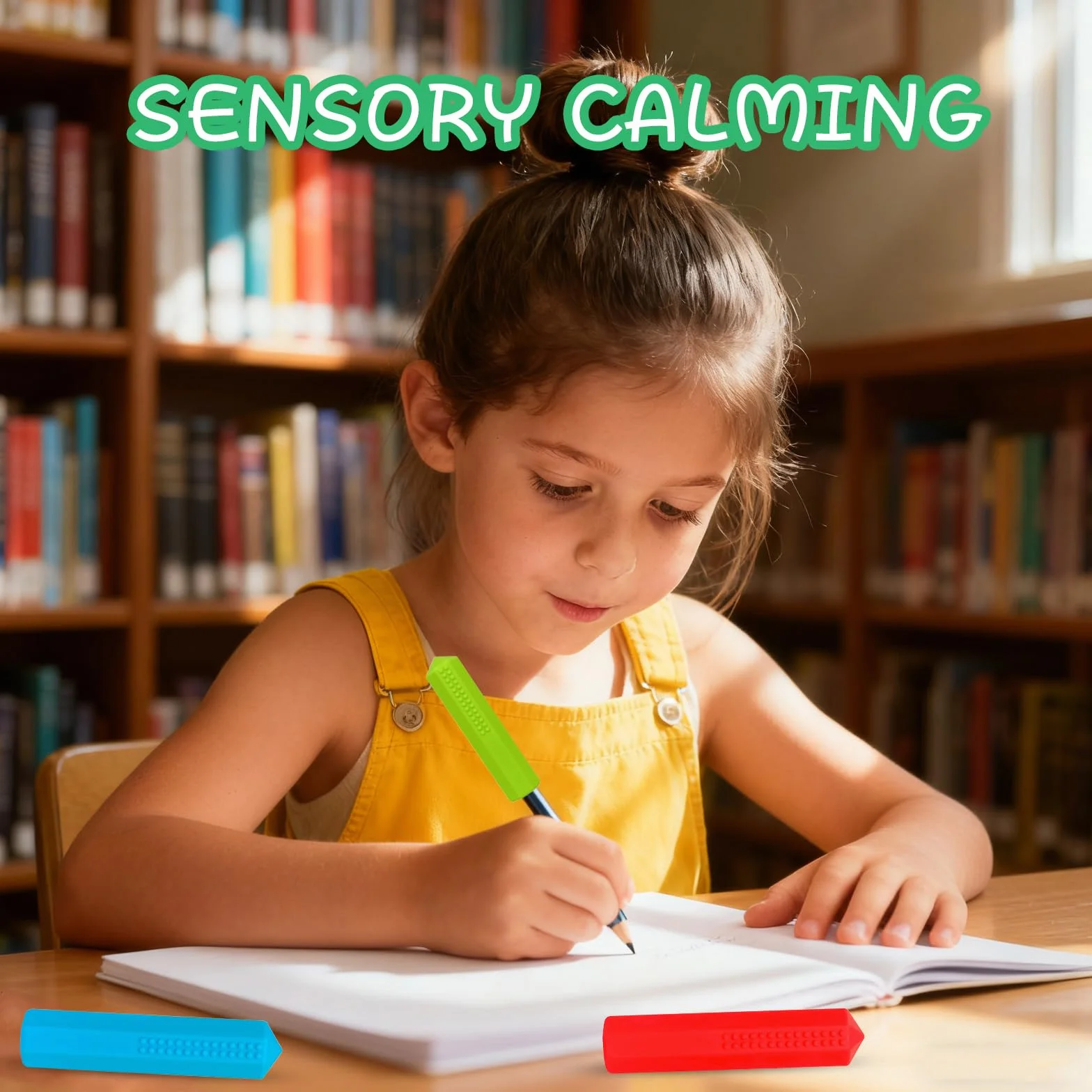 Embout de Crayon à Machouiller Sensoriel en Silicone pour Enfants Autisme TDAH - Lot de 3 Pièces