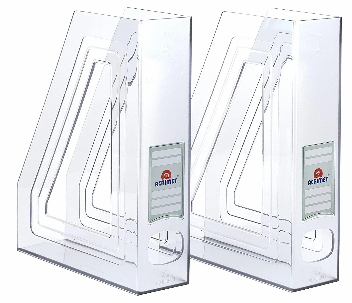 Acrimet Porte-Revues Support Durable Organisateur Dossiers Bureau Plastique Transparent Cristal Lot de 2