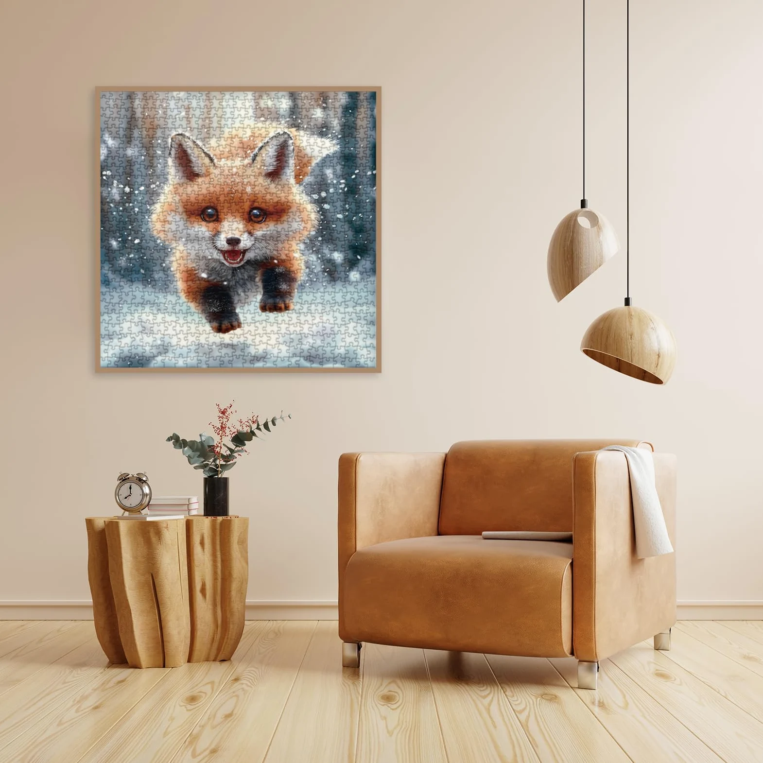 Puzzle mignon renard d'hiver pour adultes 1000 pièces, puzzle art animal neige paysage puzzle, difficile nature scénique puzzle