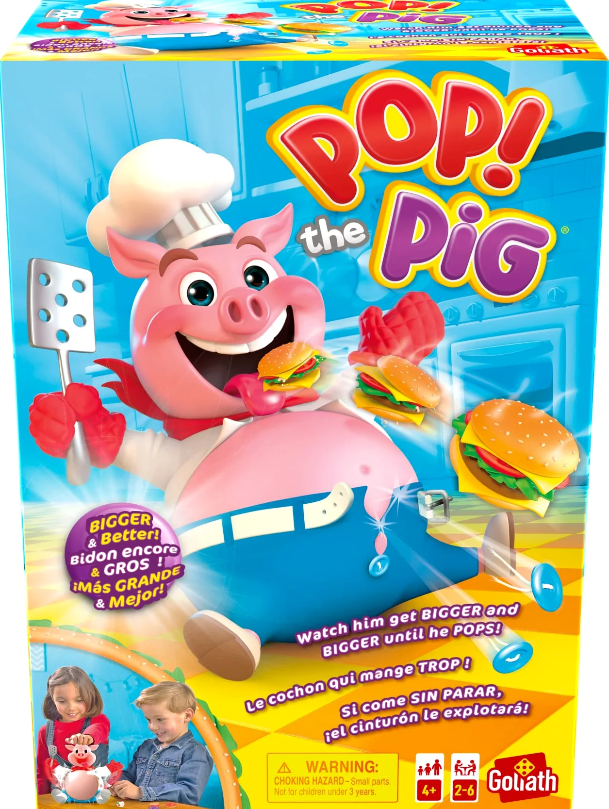 Goliath Games Pop The Pig : Jeux pour Enfants Encore Plus Grands et Meilleurs | pour 2 à 6 Joueurs | À partir de 4 Ans