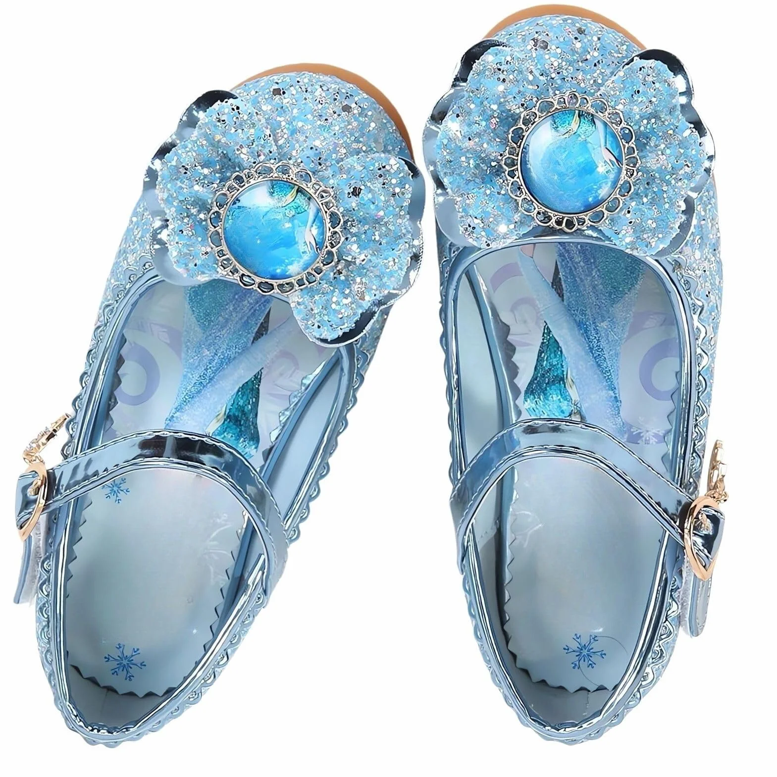 Basket Enfant Fille Princesse Elsa Chaussures Danse Paillettes Costume Princesse Cosplay Noël (D1-Blue, 28)