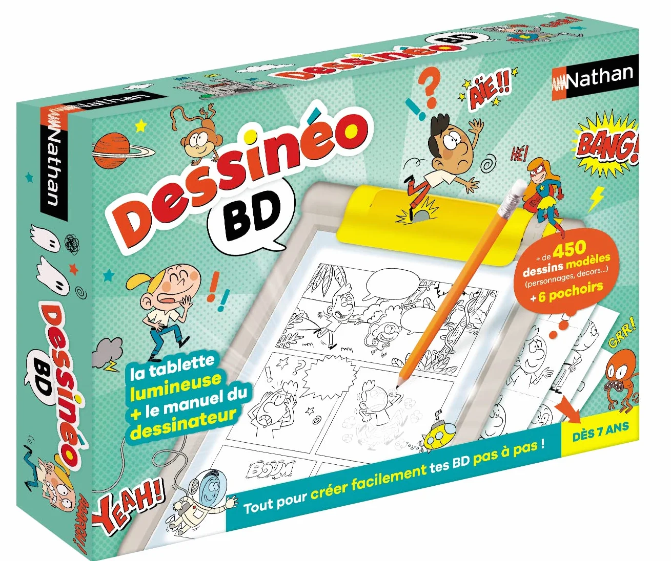 Nathan Dessinéo BD Tablette Dessin Enfant Lumineuse 92 Modèles Guide d'Utilisation 7 Ans