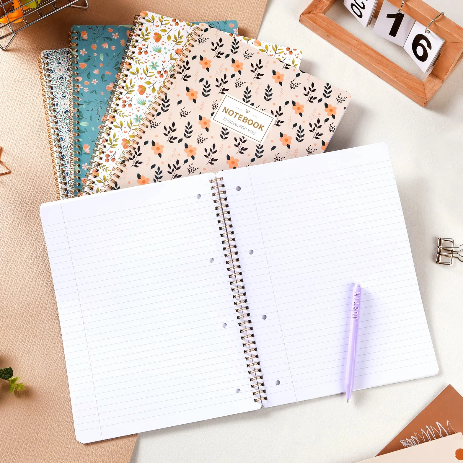 Carnet de notes A4 ligné avec anneau souple 29,6 x 23 cm Paquet de 5