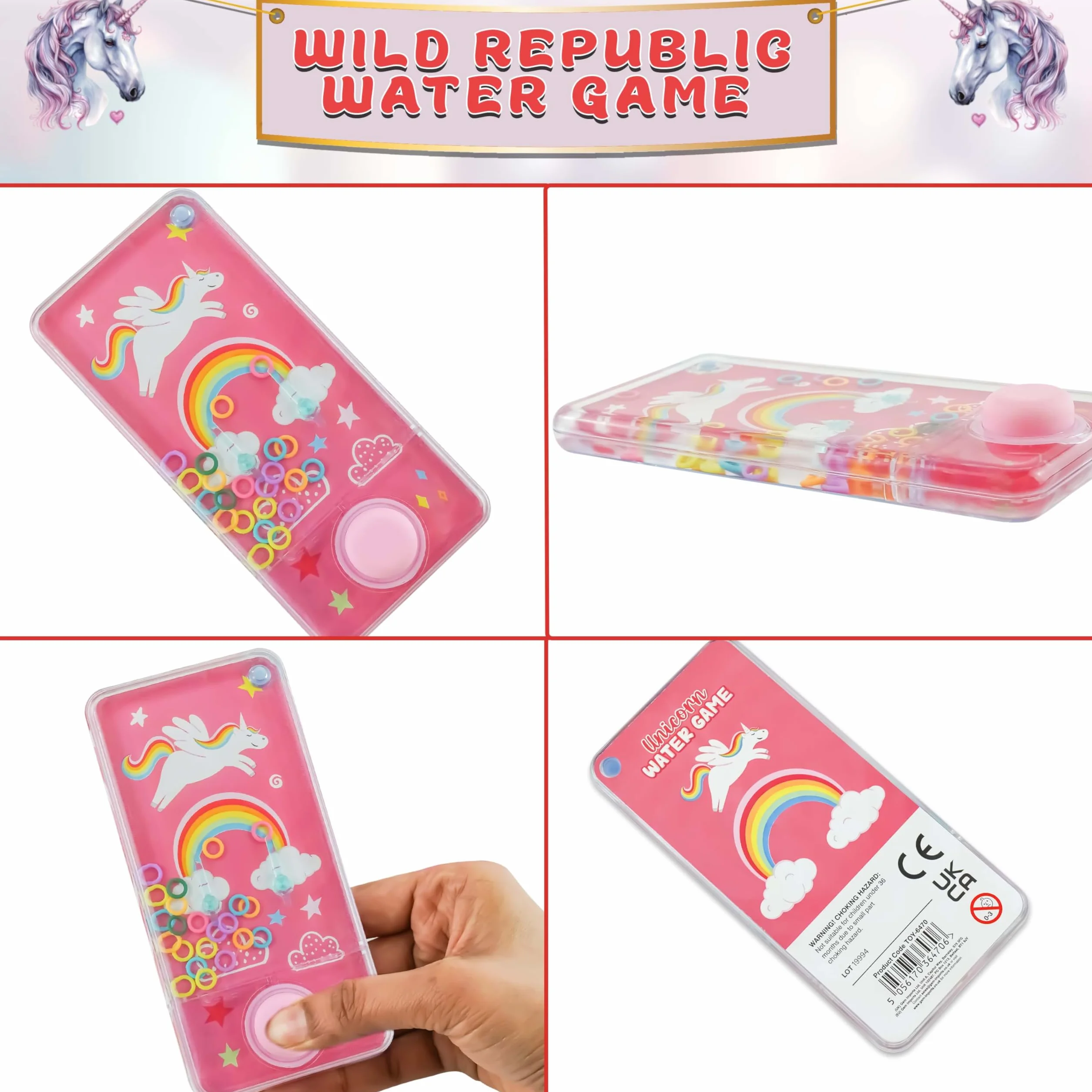 Jeu de Lancer d'Anneau d'Eau Portable 14 cm, Console de Jeu Rétro Arc-en-Ciel Aqua, Cadeau pour Enfants