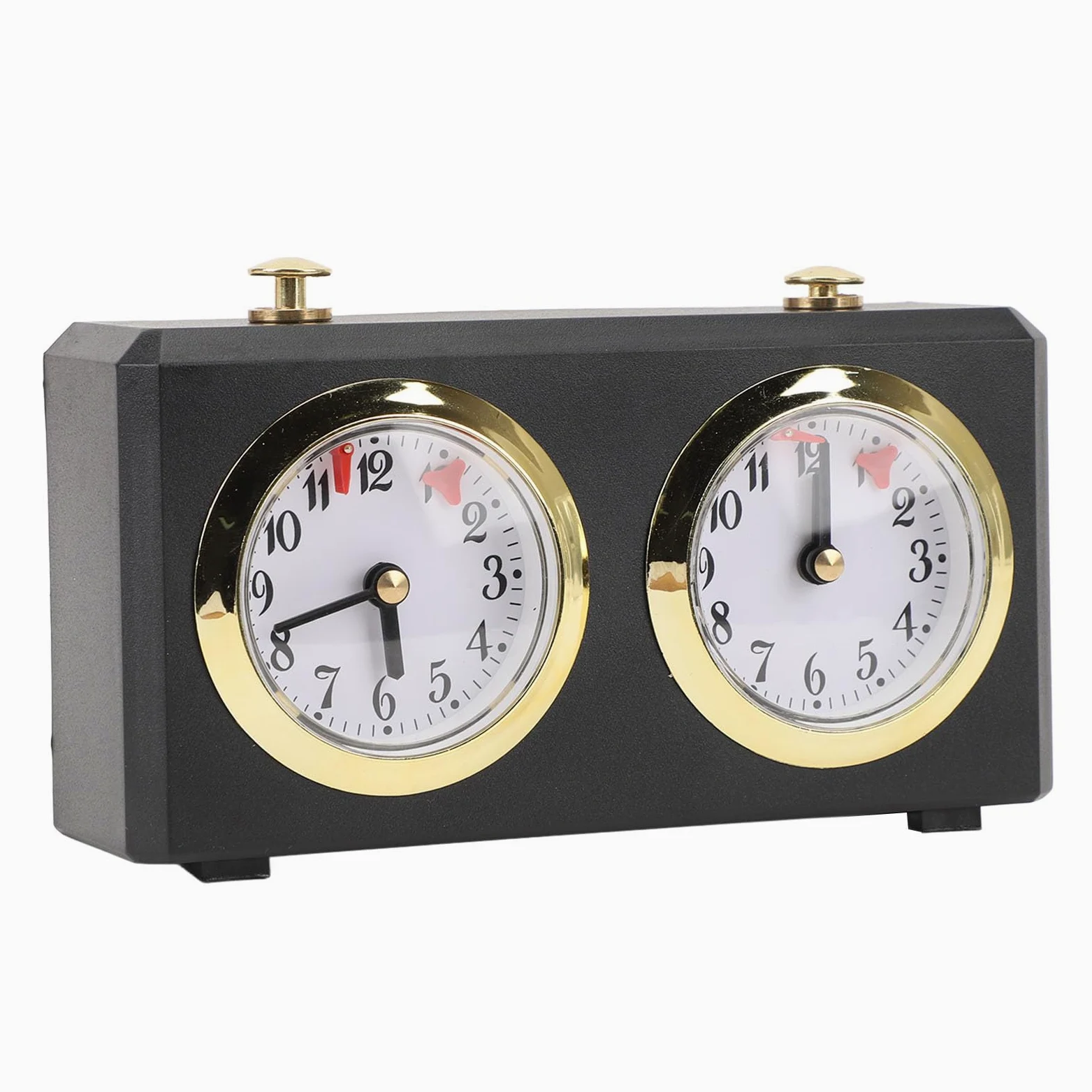 Pendule D'échecs Analogique Mécanique, Minuterie de Jeu de société, avec Fonction Compte à Rebours et Chronomètre pour échecs, échecs Chinois (Black)