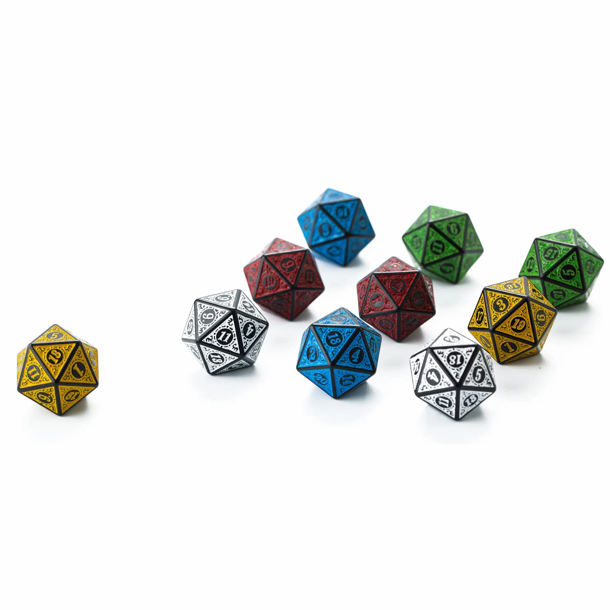Lot de 10 dés polyédriques D20 pour jeux de table DND RPG MTG