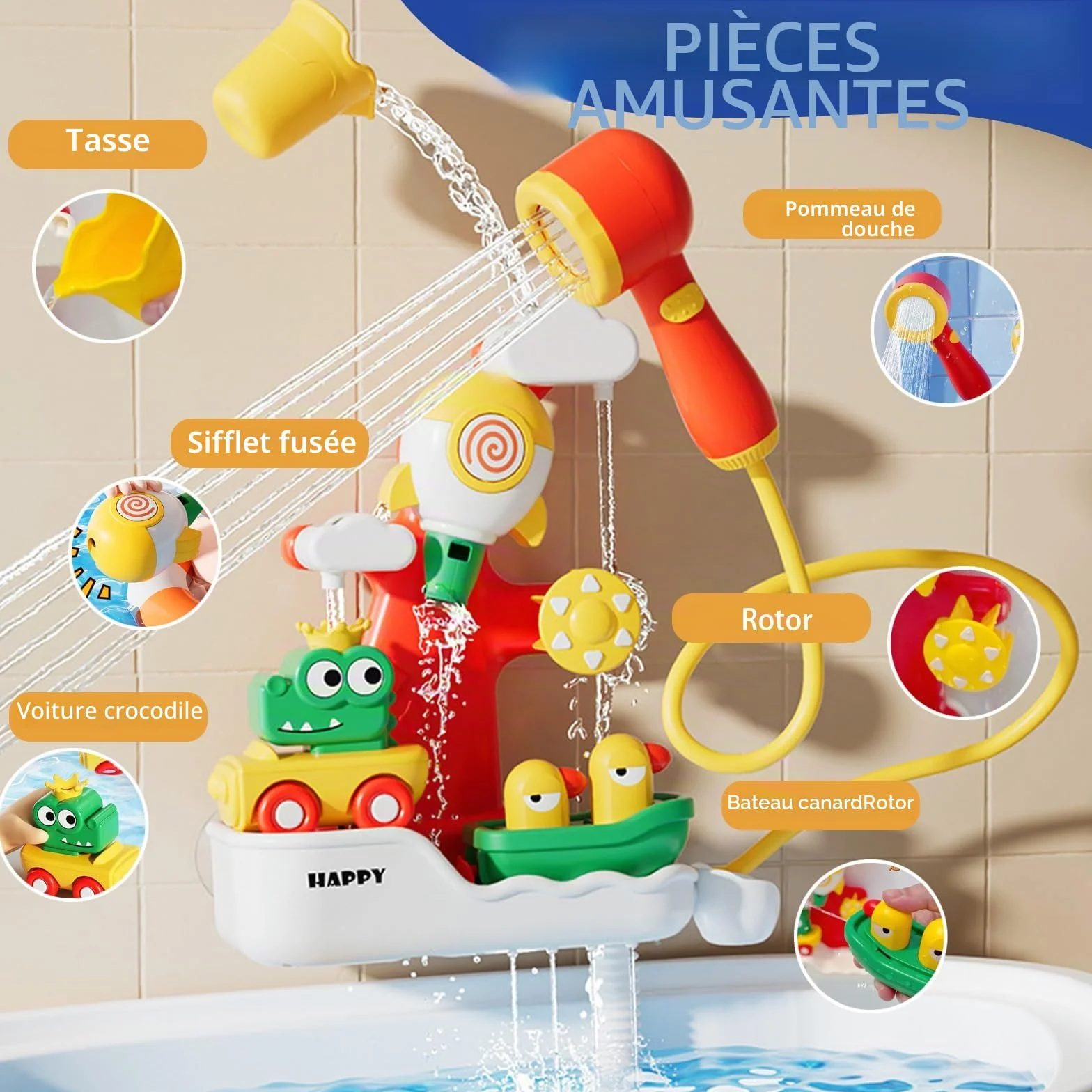 LUKIUP Jouet Bain Cascade Interactif Conception Fusée