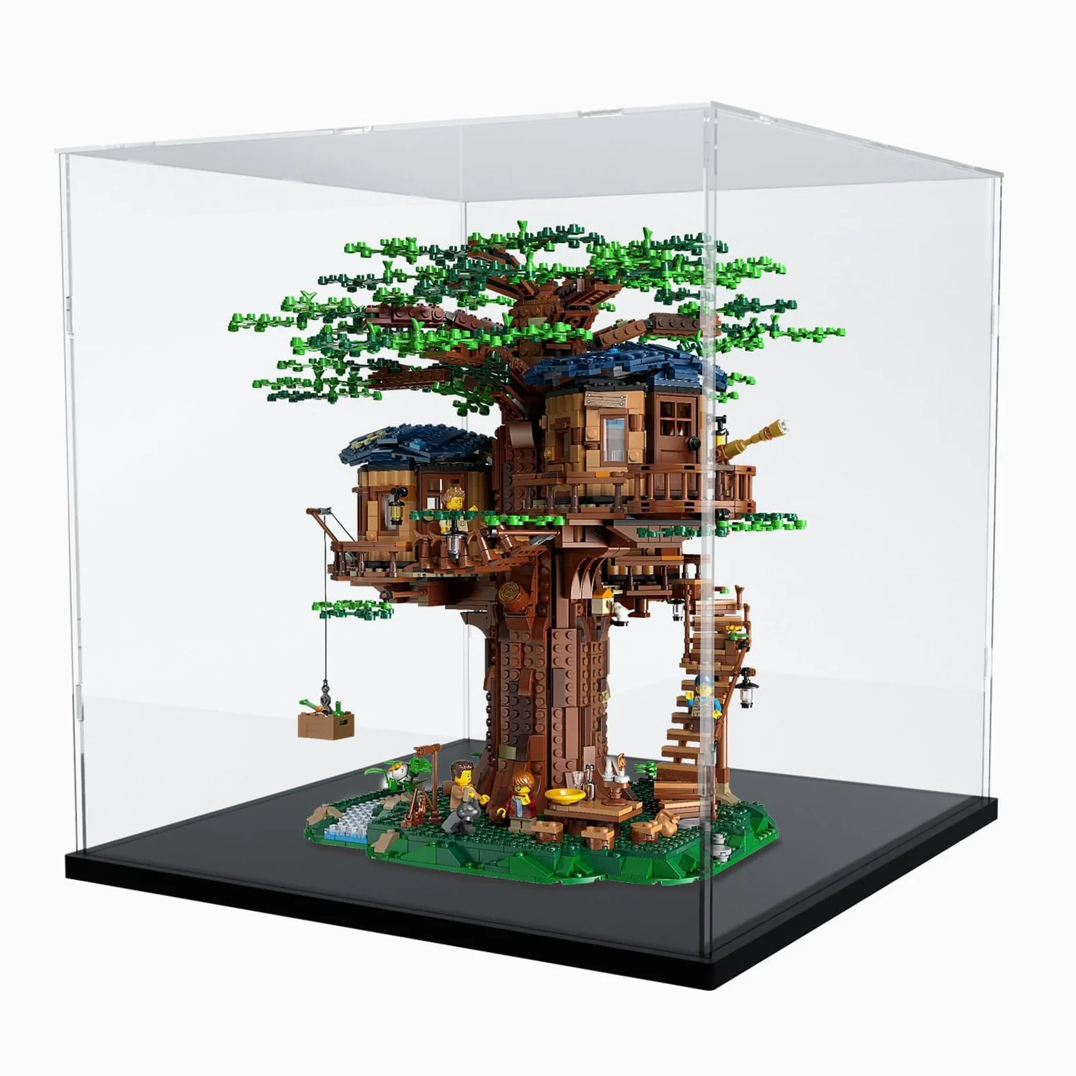 Vitrine pour Collection, Vitrine Acrylique pour Figurine, Assembler Boîte Acrylique Transparente Rangement De Vitrine Antipoussière avec Base,17.7"x17.7"x17.5", Noir