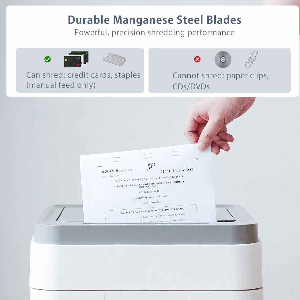 Destructeur Documents Broyeur Papier 400 Feuilles Automatique P5 Micro-Coupe Bac 50L