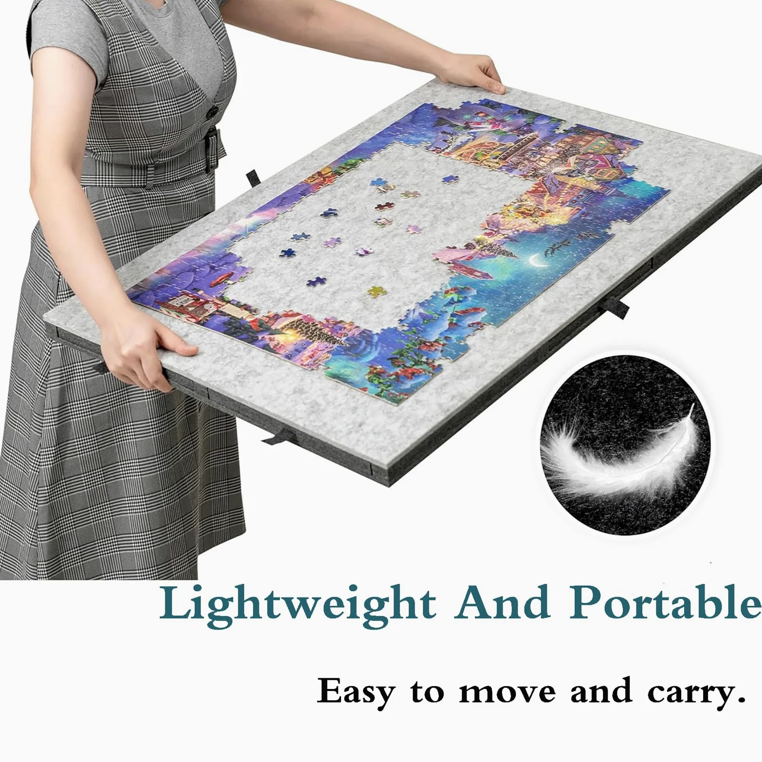 Plateau Puzzle,Planche pour Puzzle,Plateau De Puzzles Portable,Table De Puzzle Pliable en Feutre,avec Tiroirs De Tris,Rangement Facile,pour Puzzles Jusqu‘à 1000 PièCes,pour Adultes