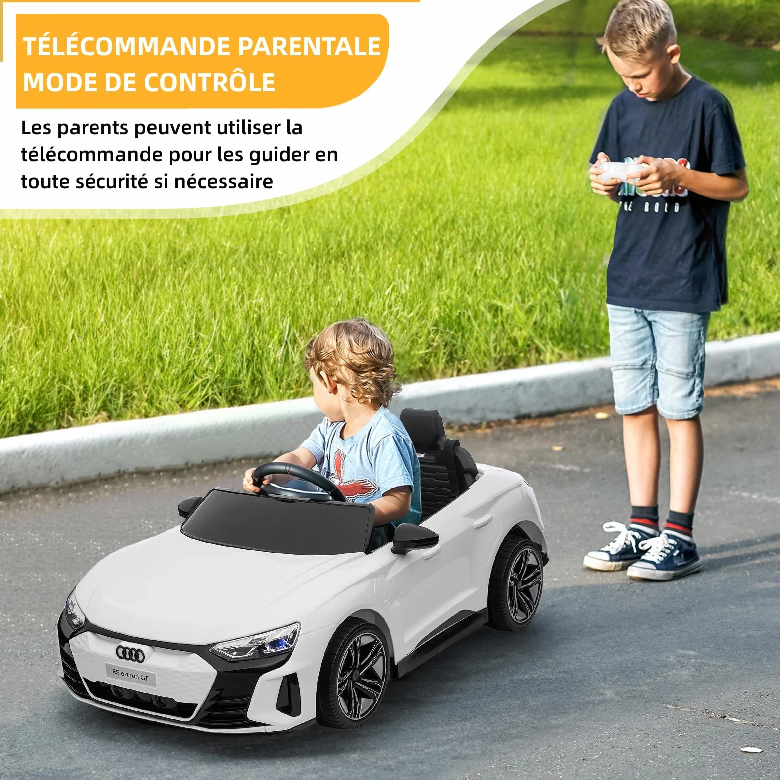 Audi Voiture Électrique Enfant 12V 2 Portes avec Télécommande 2.4G MP3 Blanc