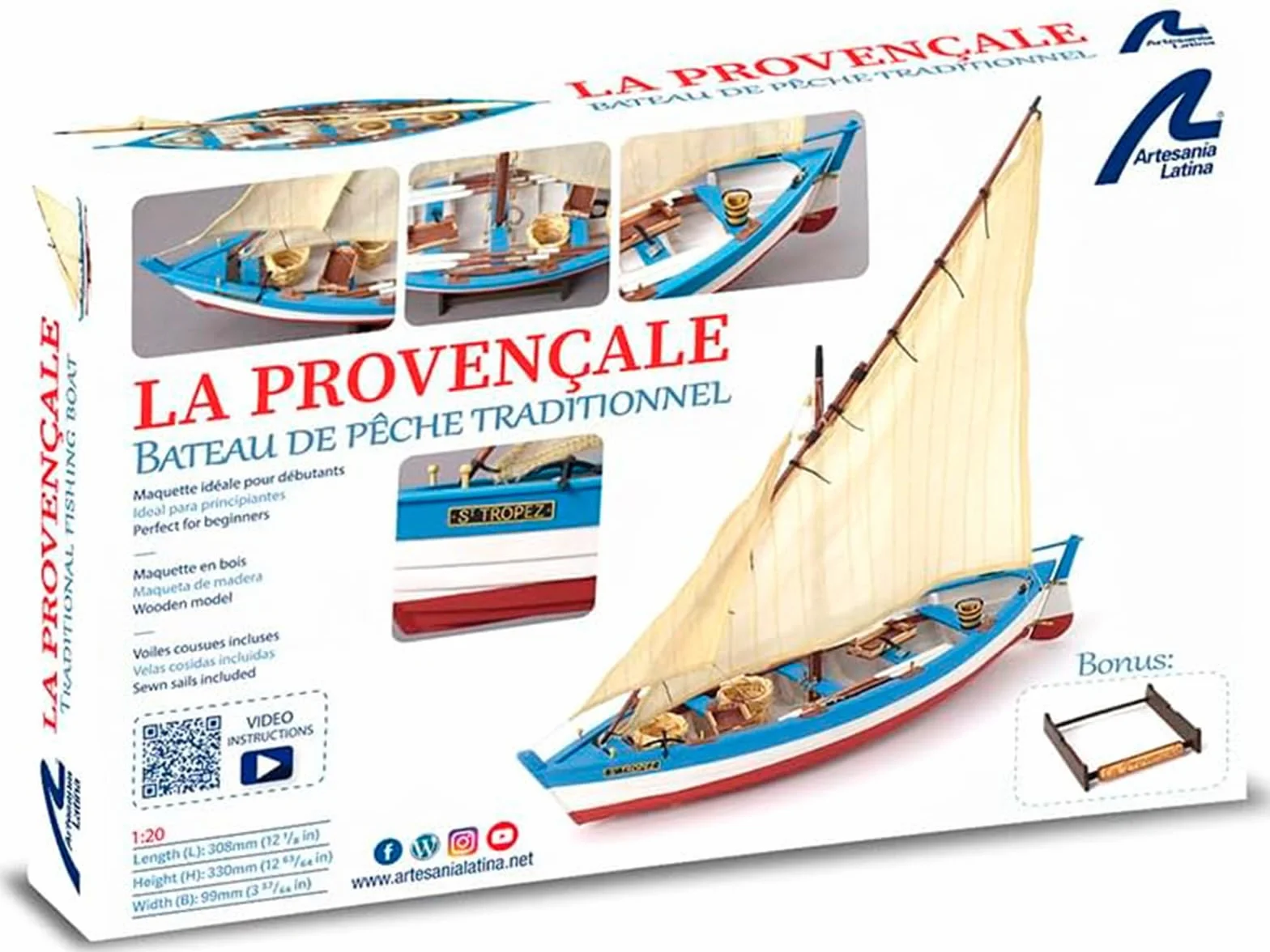 Artesanía Latina Maquette de Bateau en Bois Bateau de Pêche La Provençale 19017-N Échelle 1:20