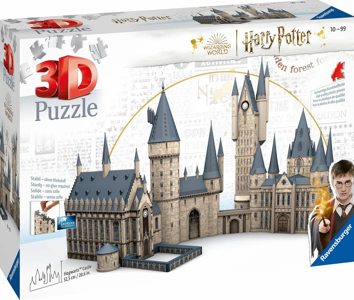 Ravensburger - Puzzle 3D Building - Château de Poudlard : Grande Salle + Tour d'Astronomie/Harry Potter - Dès 10 Ans - 1080 pièces numérotées à Assembler sans Colle - Accessoires Inclus - 11497