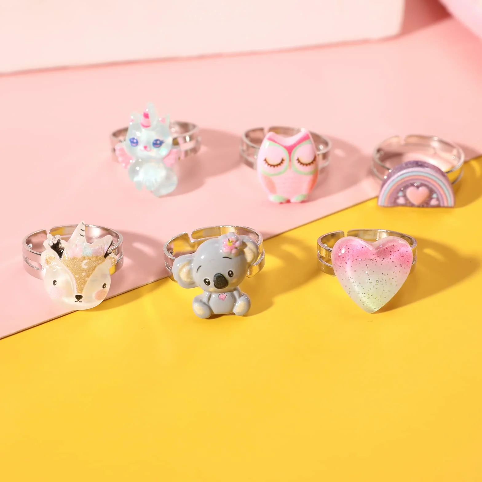 Ensembles de Collier et Bague Licorne pour Enfants - 6 Pièces Bijoux Fille