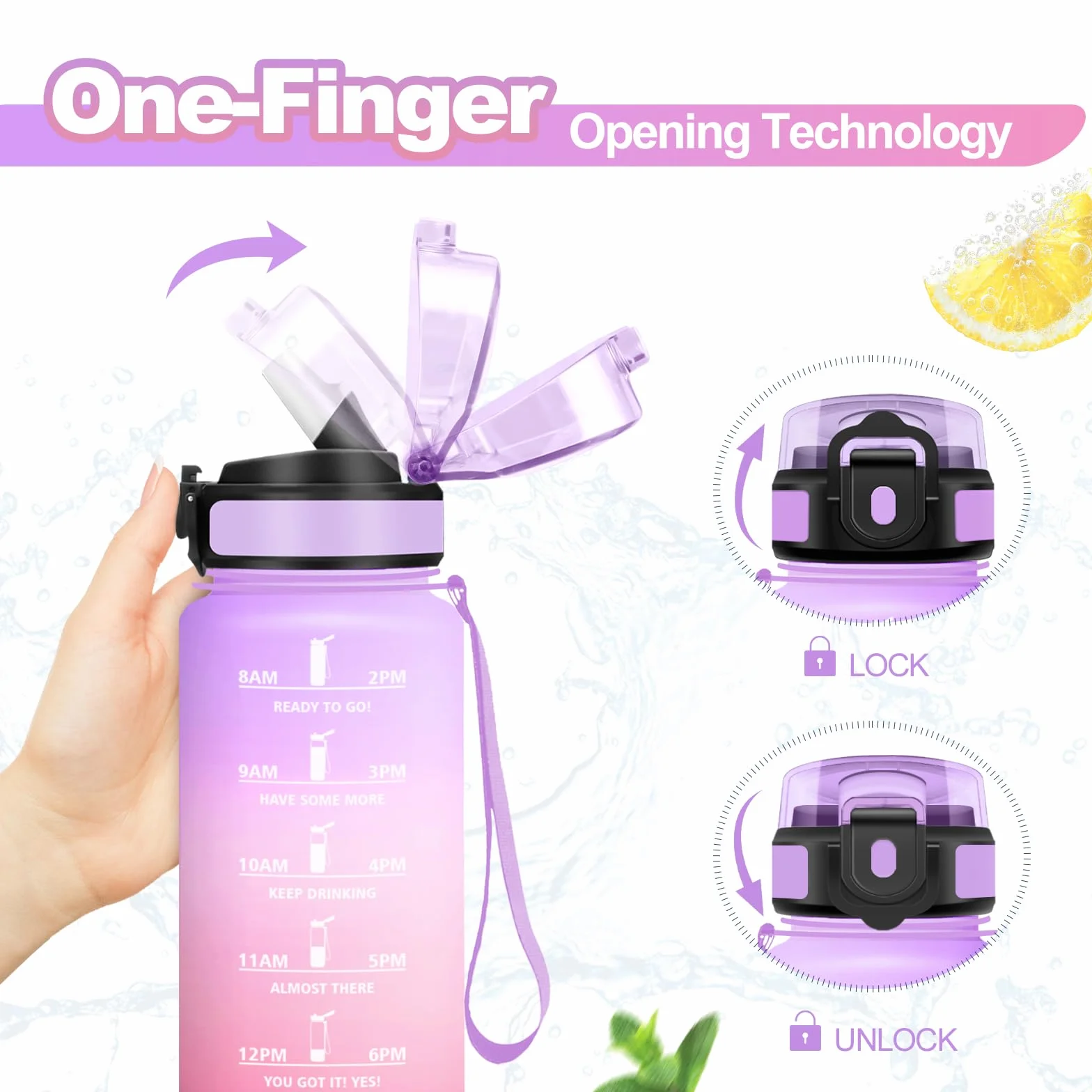 KollyKolla Gourde Enfant 500ml avec Paille sans BPA, Gourde Sport avec Marqueur de Temps, Bouteille d'eau Étanche Réutilisable