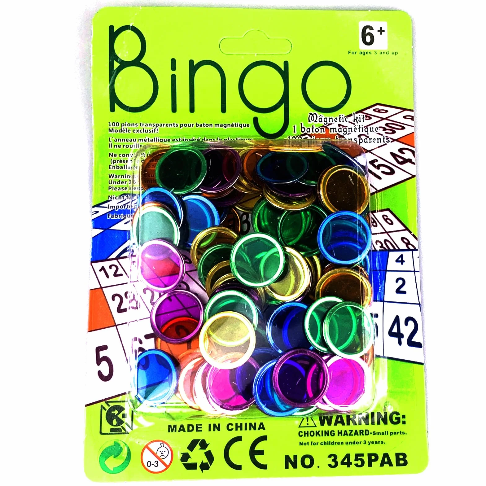 Jetons de Loto avec Anneaux Métalliques - Accessoires de Jeu d'Échecs Transparent pour Bingo - Puces de Comptage de Mathématiques