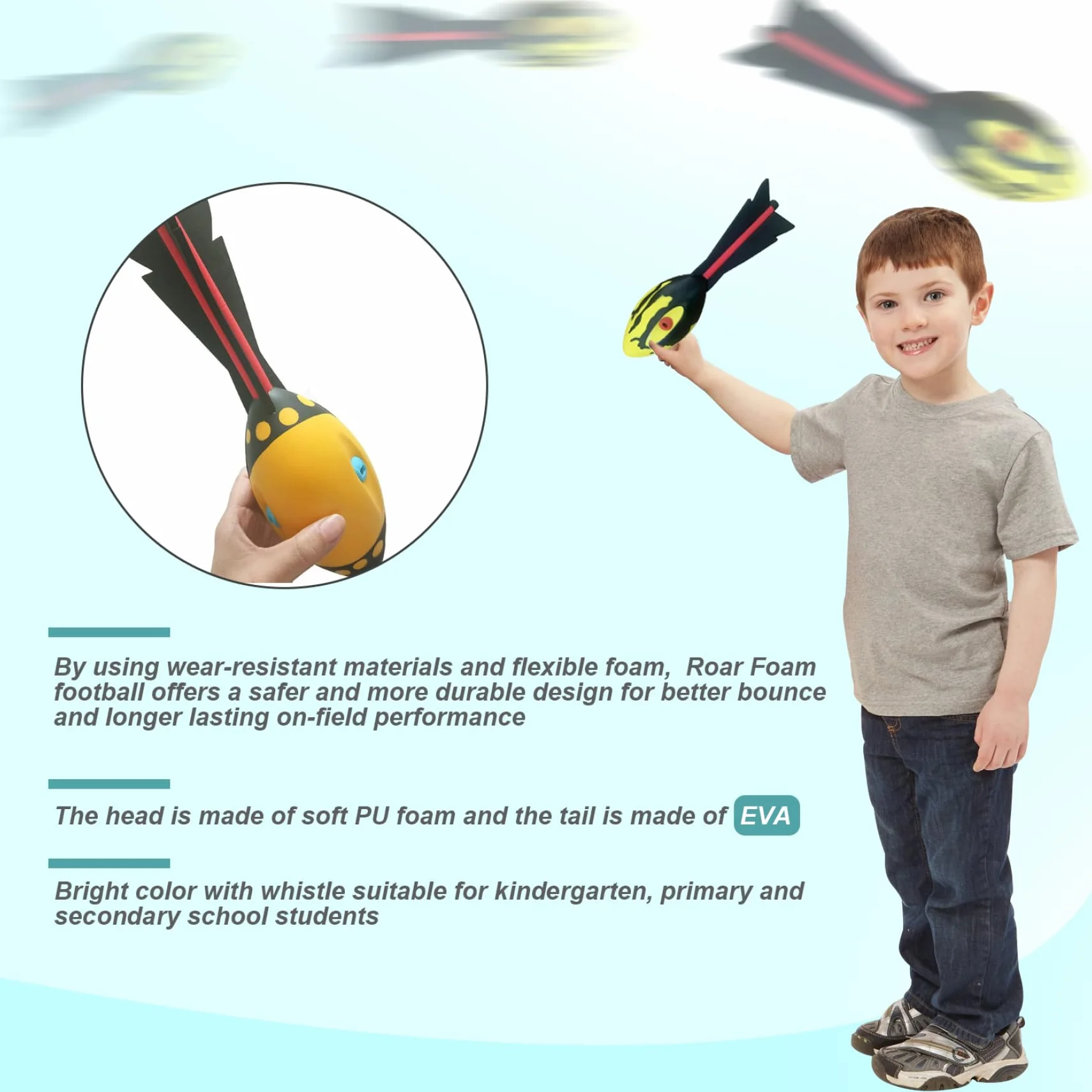 Jouets Fusée PU Mousse Aérodynamique Lancement Longue Distance pour Enfants 2 Ans