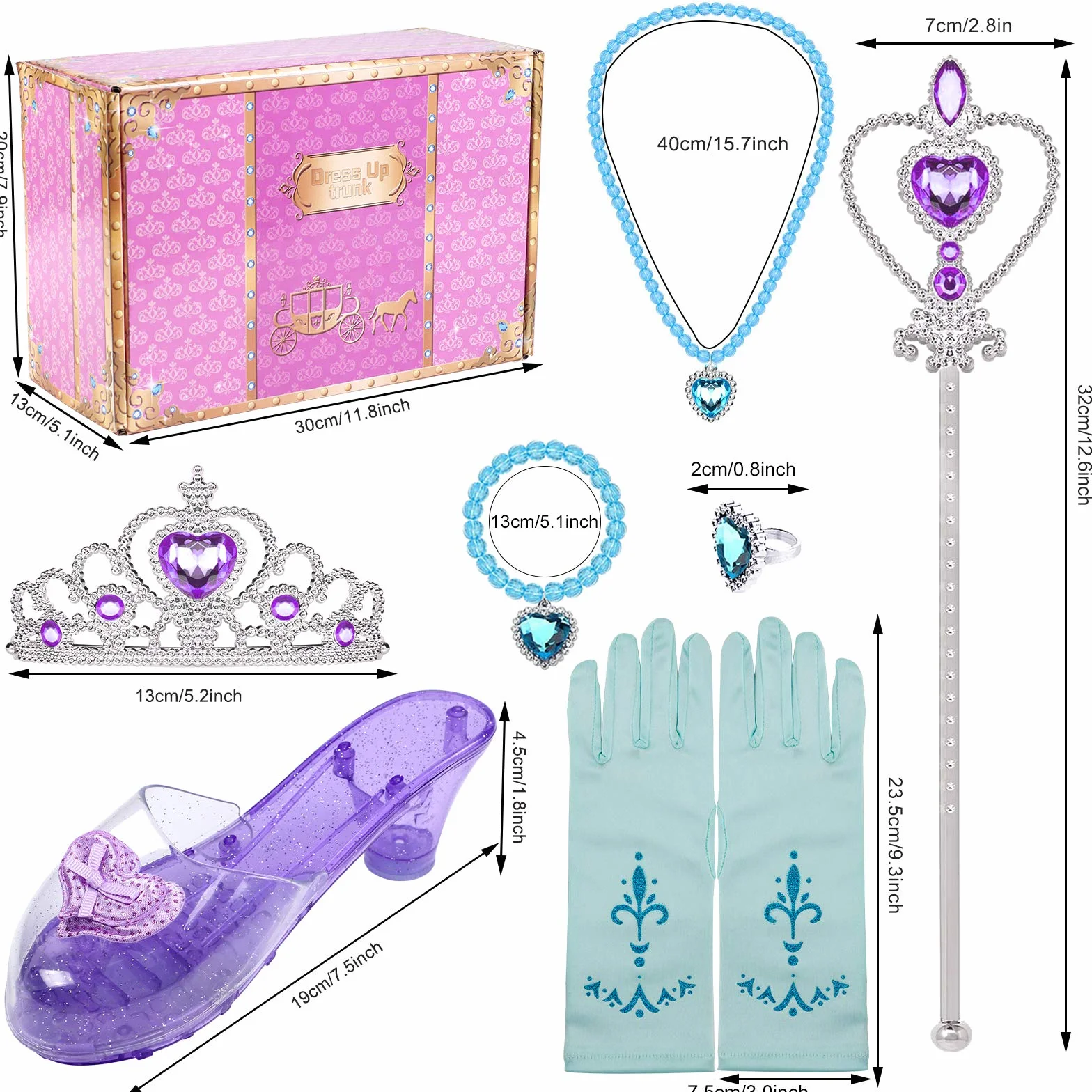 Tacobear Princesse Déguisement Accessoires Chaussure Collier Diadème Gants Baguette Bracelet Anneau Elsa Belle Raiponce Aurore Bijoux Filles Carnaval