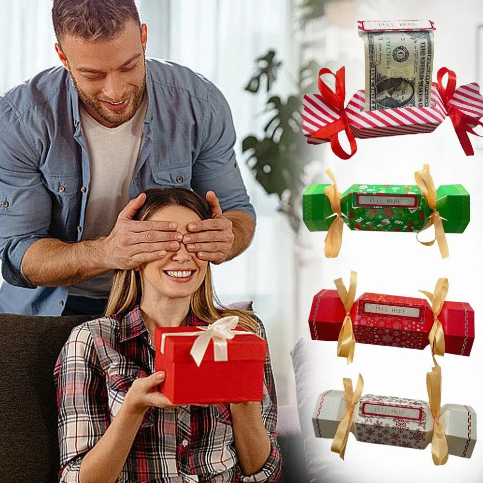 Pochette surprise Noël argent liquide boîte cadeau carte extractible porte-espèces boîte à billets rouge