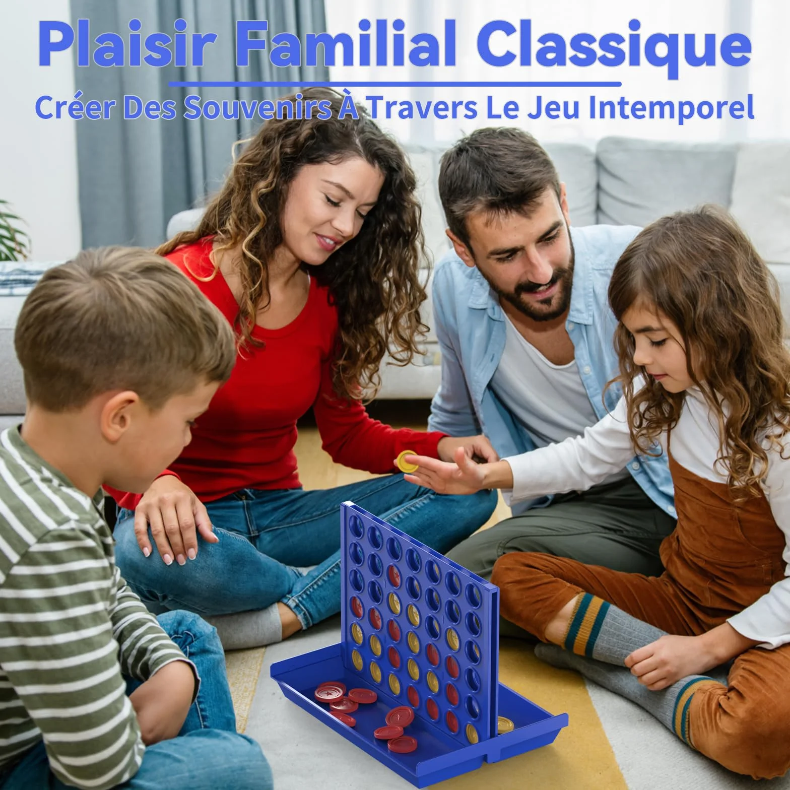 Jeu de Société 4 en Ligne Format Standard pour Enfants 3+ Ans, Cadeau Noel pour Fille Garçon, Jeux de Stratégie Portable