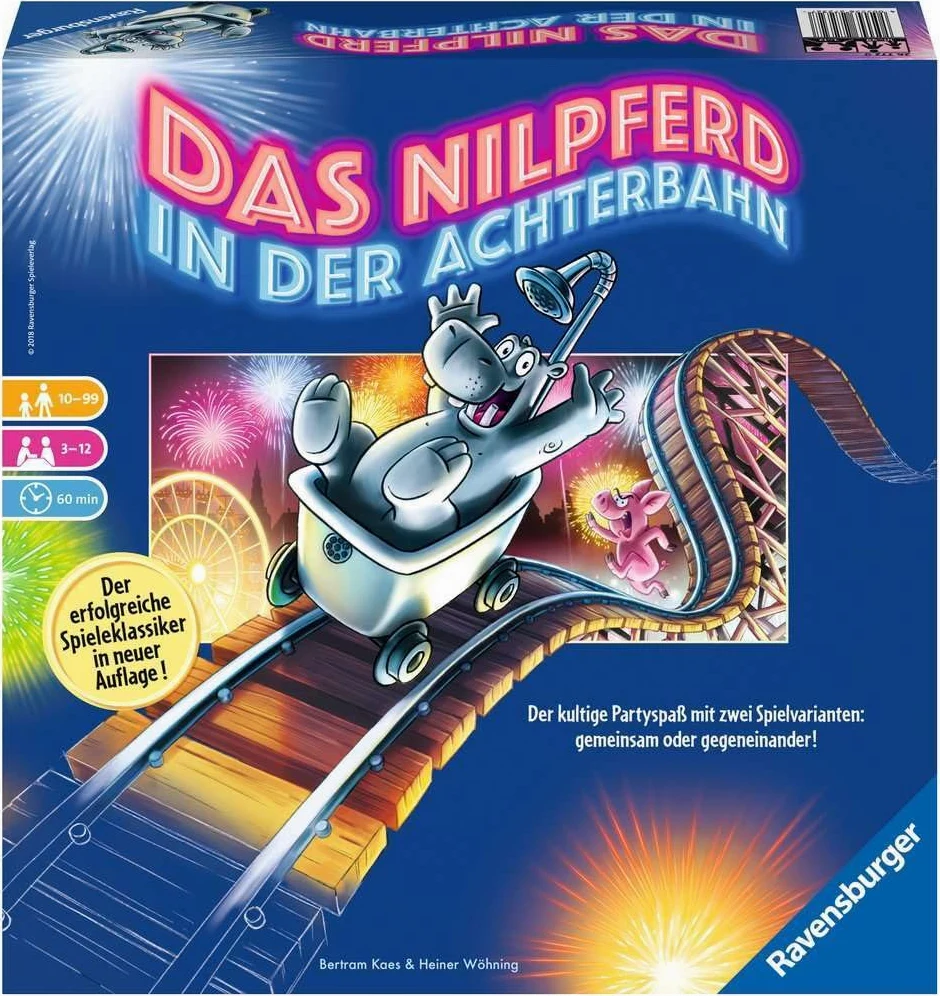 Ravensburger 26772 - Hippopotame sur des Montagnes Russes - Jeu de société pour Toute la Famille, Jeu pour Adultes et Enfants de 10 à 99 Ans, pour 3 à 12 Joueurs - Jeu de société, Jeu de réveillon