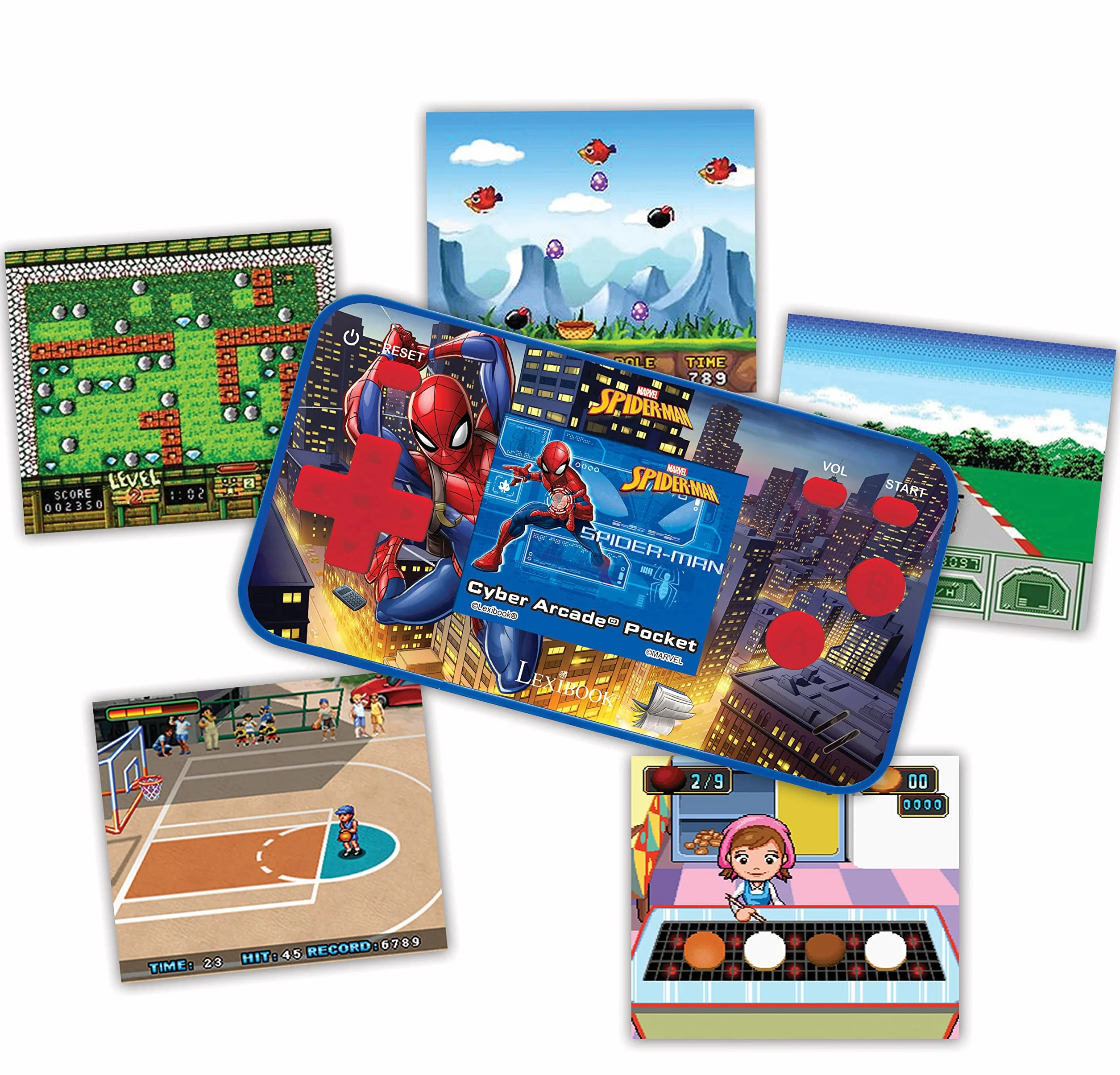 Lexibook Spider-Man Console de Jeux Portable Cyber Arcade Pocket 150 Jeux écran LCD Rouge Bleu