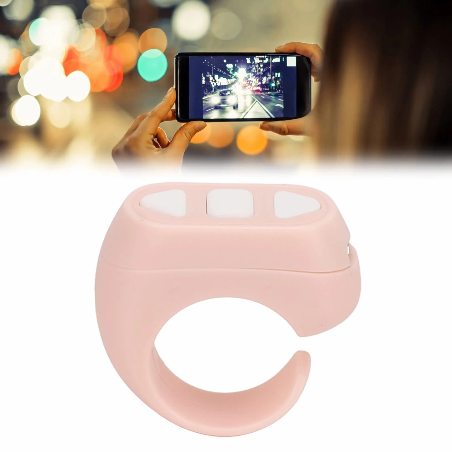 Bluetooth Page Turner Ring pour Kindle APP, Compatible iOS Android (Rose)