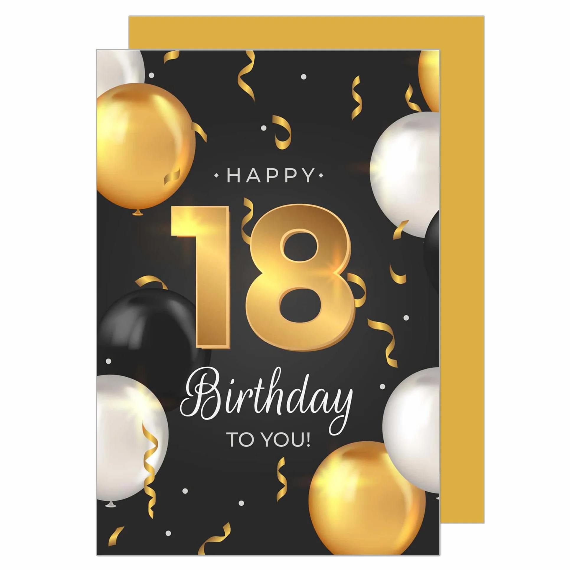 Edition Seidel Carte d'anniversaire 18e anniversaire avec enveloppe Happy Birthday homme femme adolescent ballons doré