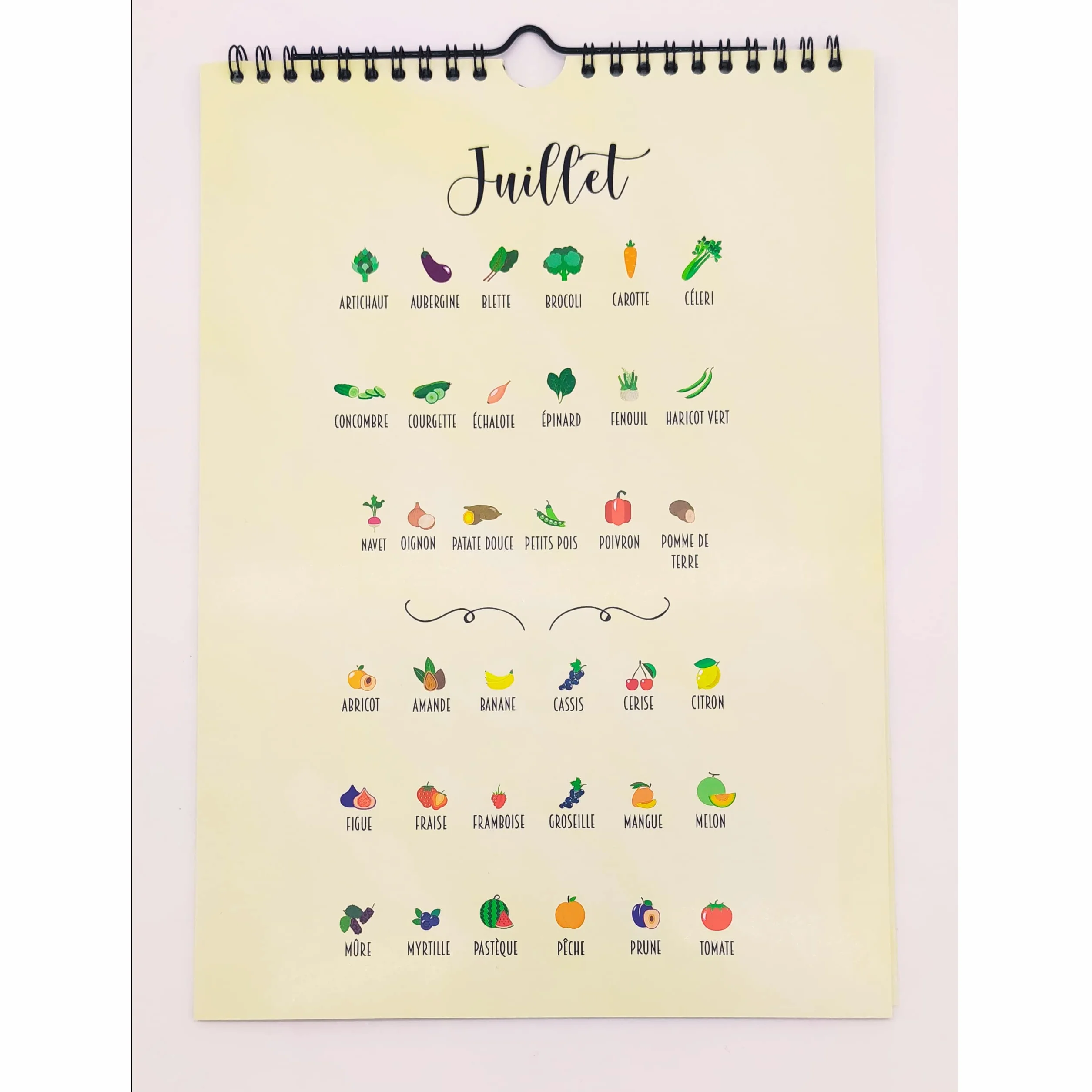 Calendrier perpétuel Fruits et Légumes de saison | Livre de cuisine A4 21 x 29,7 cm