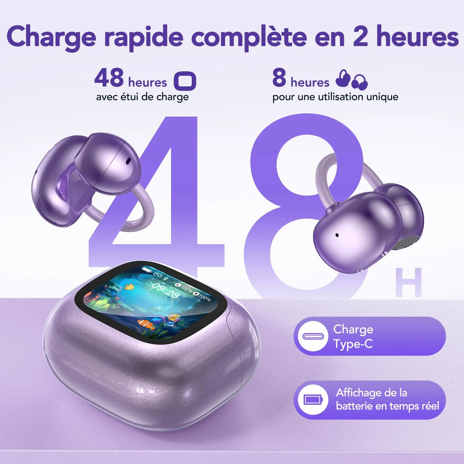 NE32 Traducteur Instantané 165 Langues Écouteurs Sans Fil Bluetooth 6.0 48H Autonomie ENC
