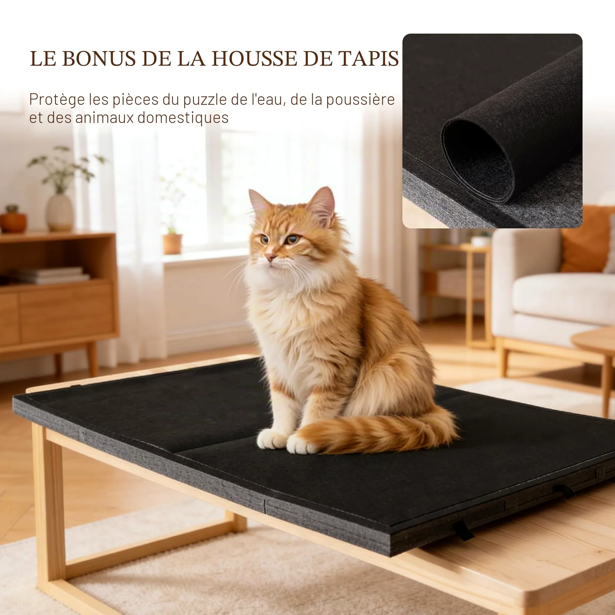 Planche à puzzle pliable et inclinable de 2000 pièces avec 6 tiroirs et couvercle, table de puzzle portable avec support intégré pour réglage de l'angle, pour puzzle de 2000, 1500 et 1000