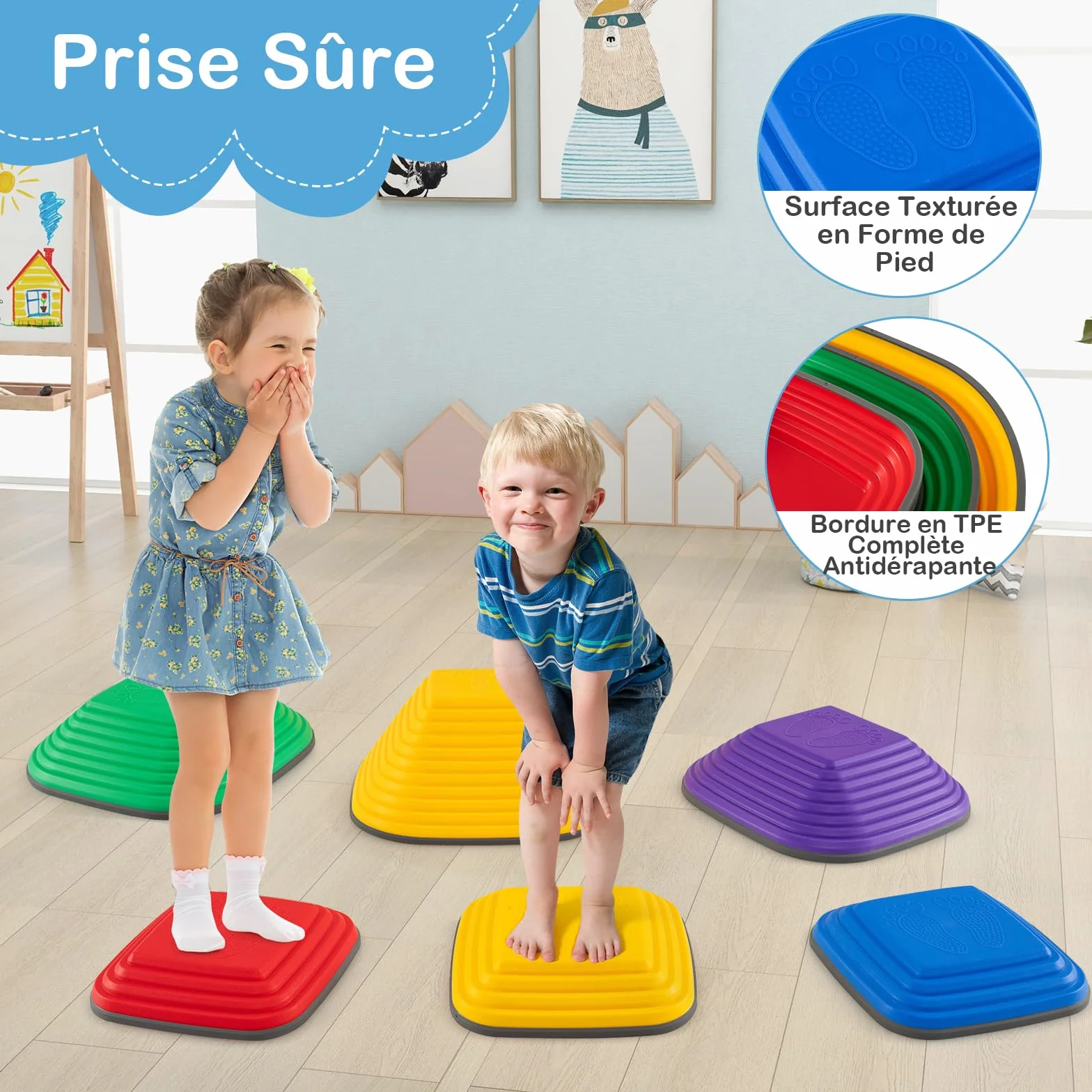 DREAMADE Pierres d'Équilibre Empilables pour Enfants, Parcours de Motricité, Antidérapantes, Jouets Sensoriels 3+
