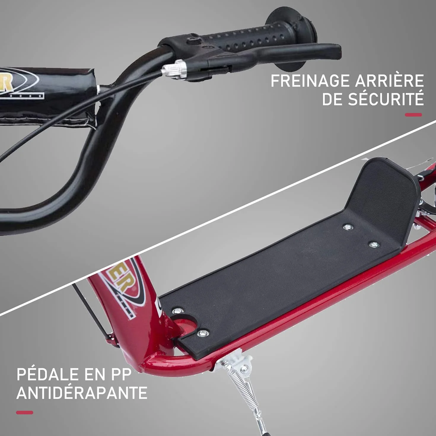 HOMCOM Trottinette Enfant patinette pneus 30 cm Hauteur Guidon réglable Frein béquille Acier 5 Ans