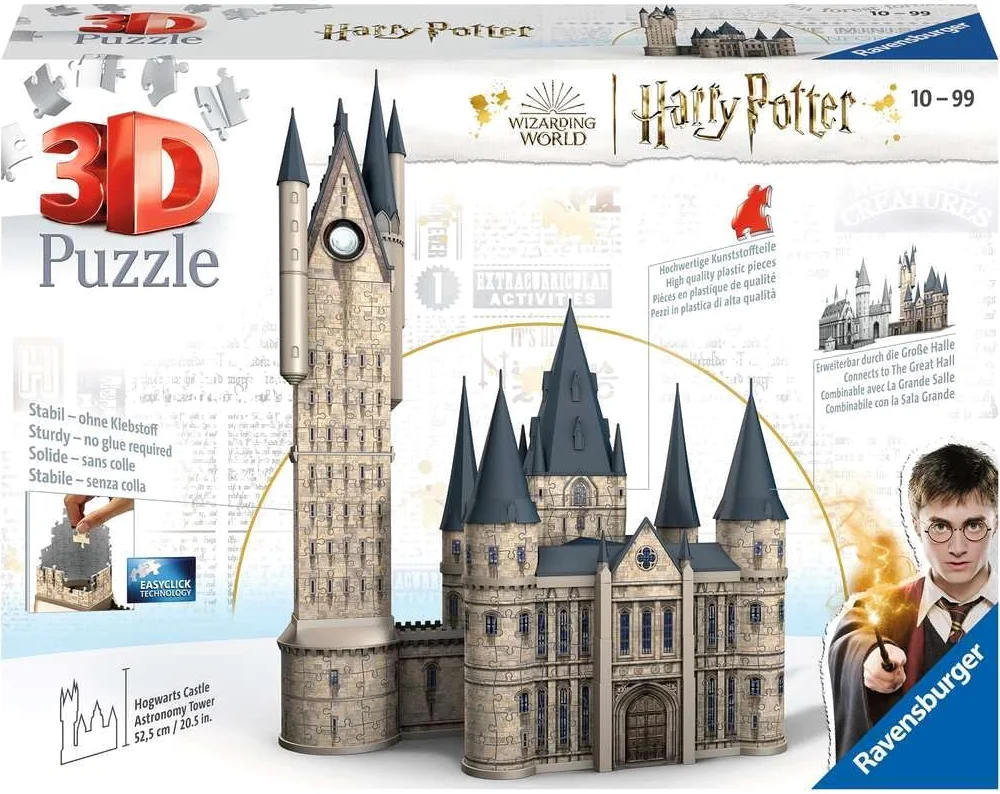 Ravensburger - Puzzle 3D Building - Château de Poudlard - La Tour d'Astronomie / Harry Potter - A partir de 10 ans - 540 pièces numérotées à assembler sans colle - Accessoires inclus - 11277