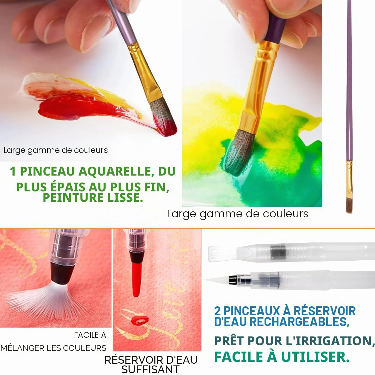 RATEL Ensemble de Peinture à l'Eau Aquarelle 48 Couleurs avec Pinceaux et Papier