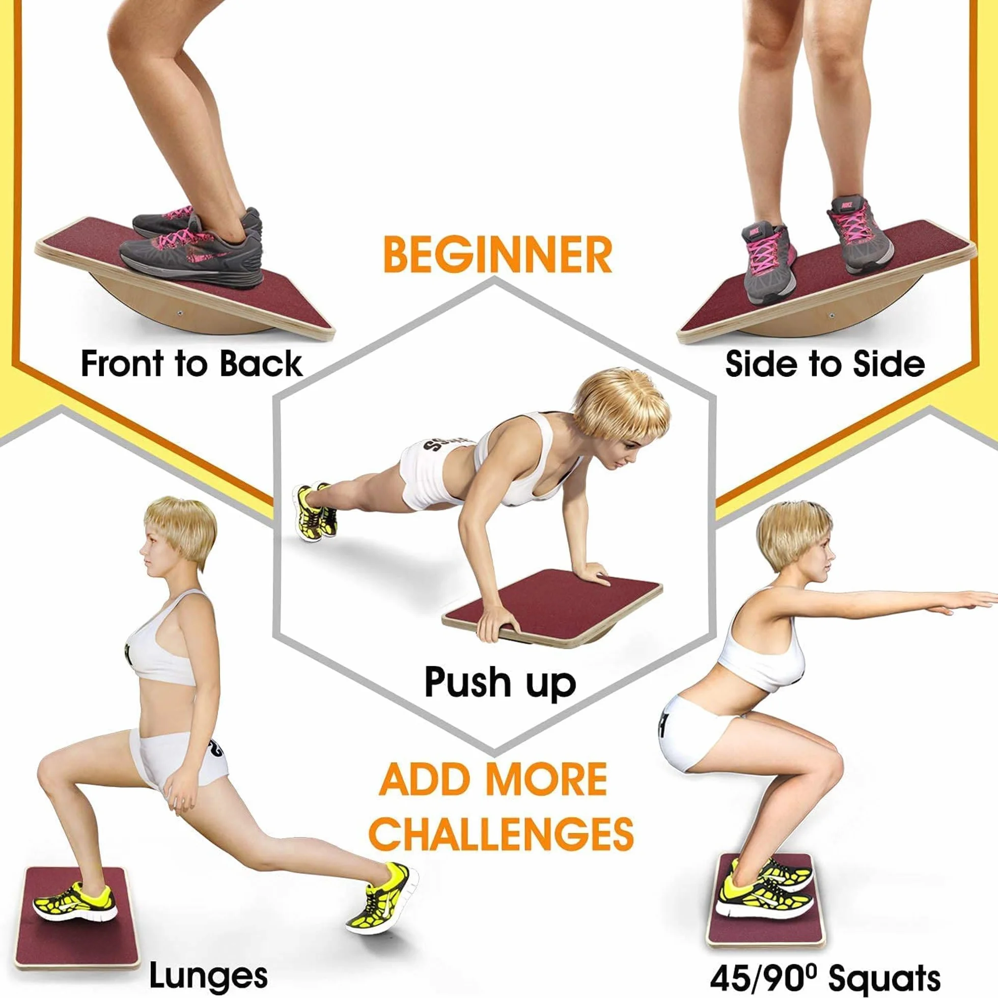 Yes4All Planche d'équilibre oscillante en plastique 40 cm, surface oscillante pour renforcement musculaire et entraînement à domicile