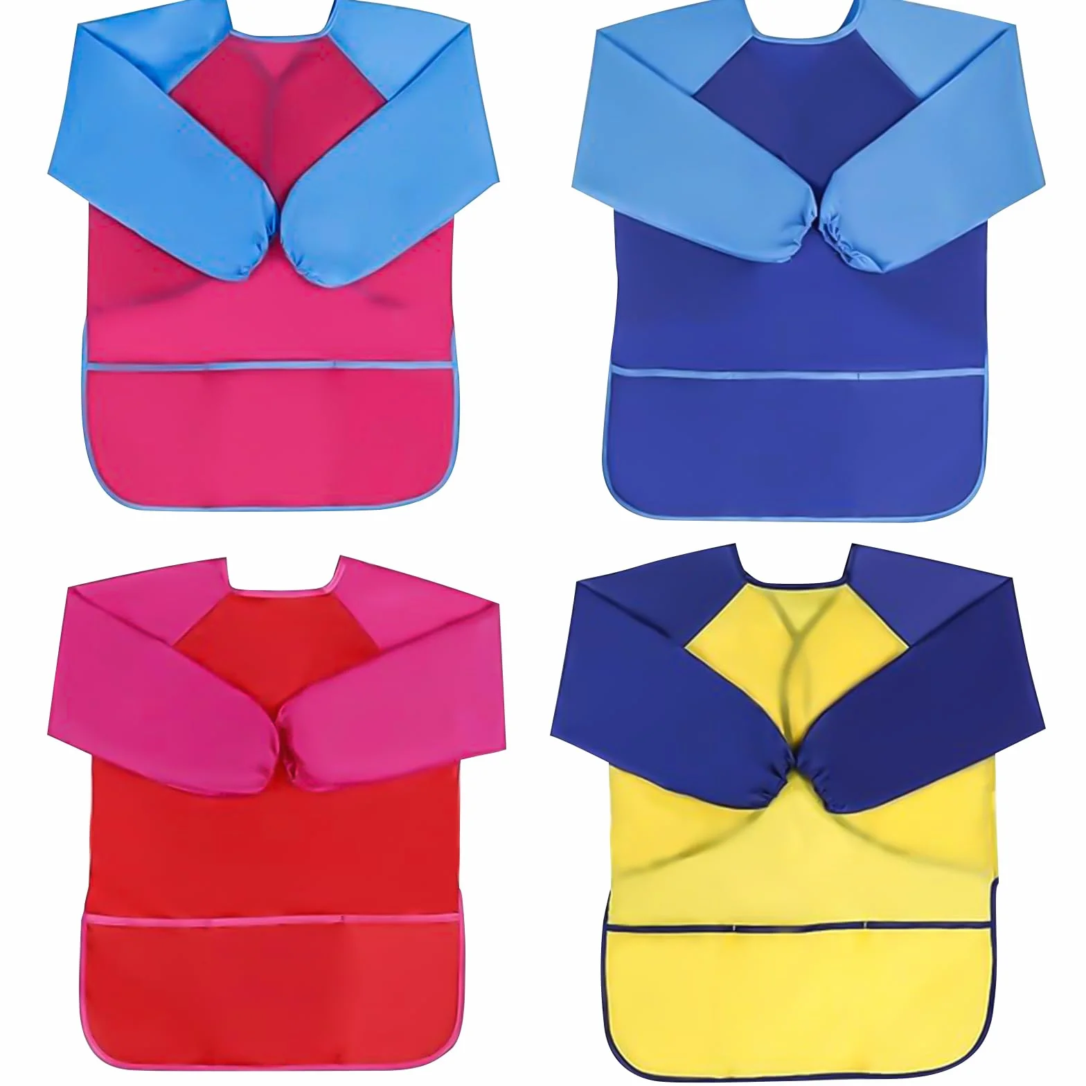 Tablier Peinture Enfant Imperméable avec Manches Longues Blouse 3-8 Ans Poches